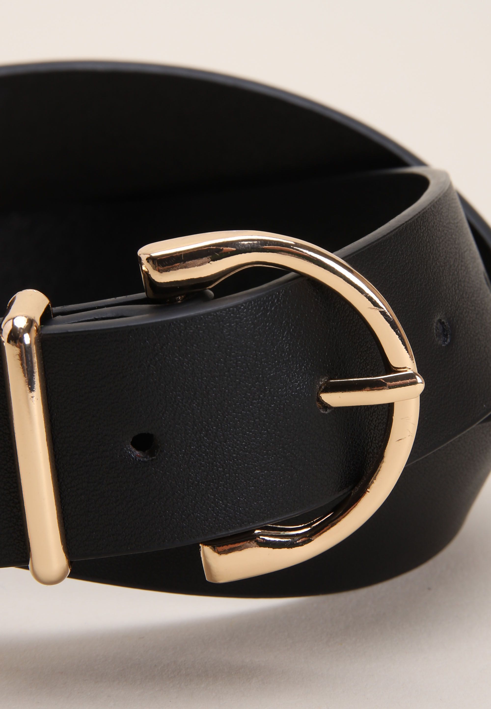 Womens Black & Gold Buckle Belt