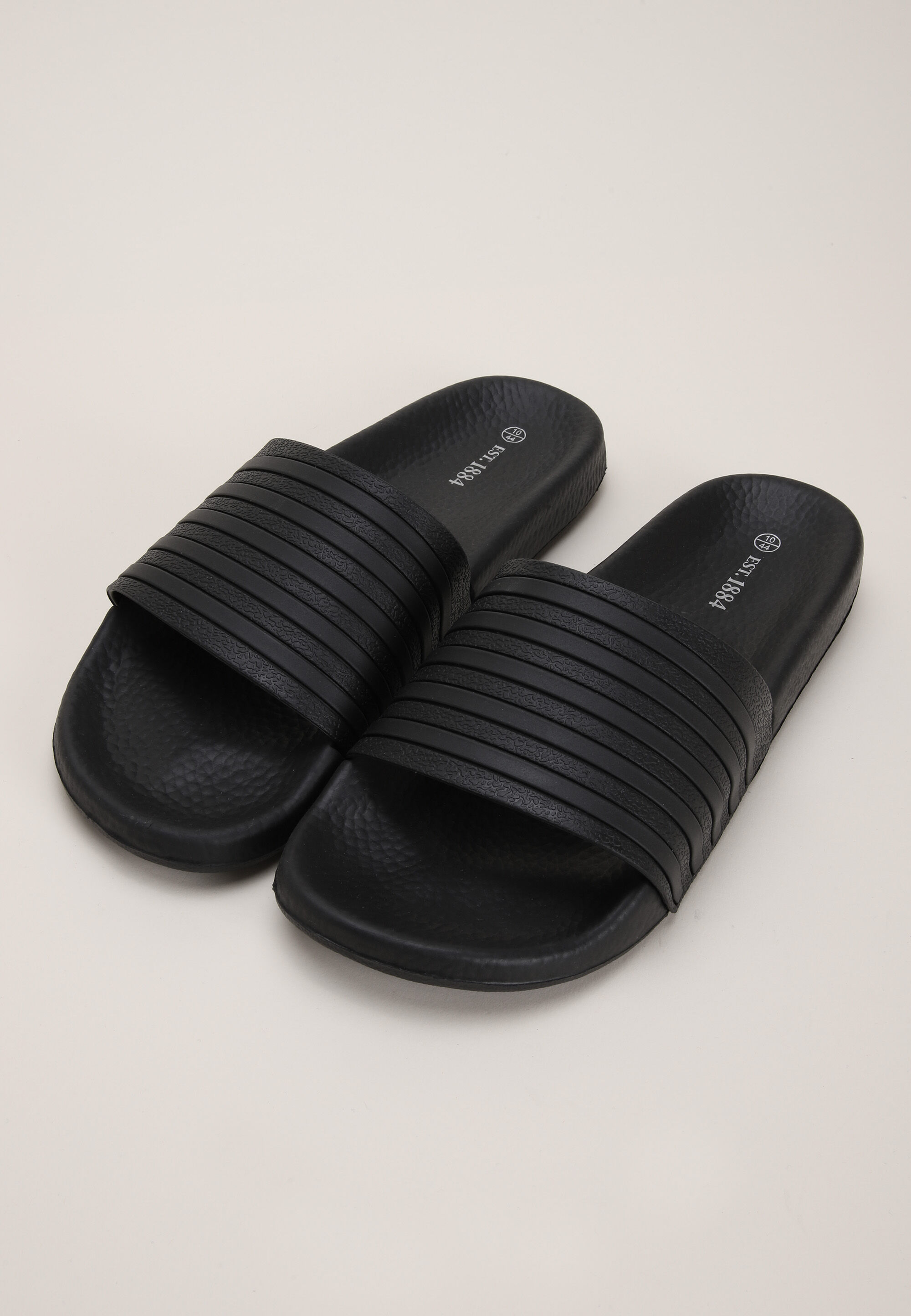 Mens Black Stripe Pool Slider Sandal