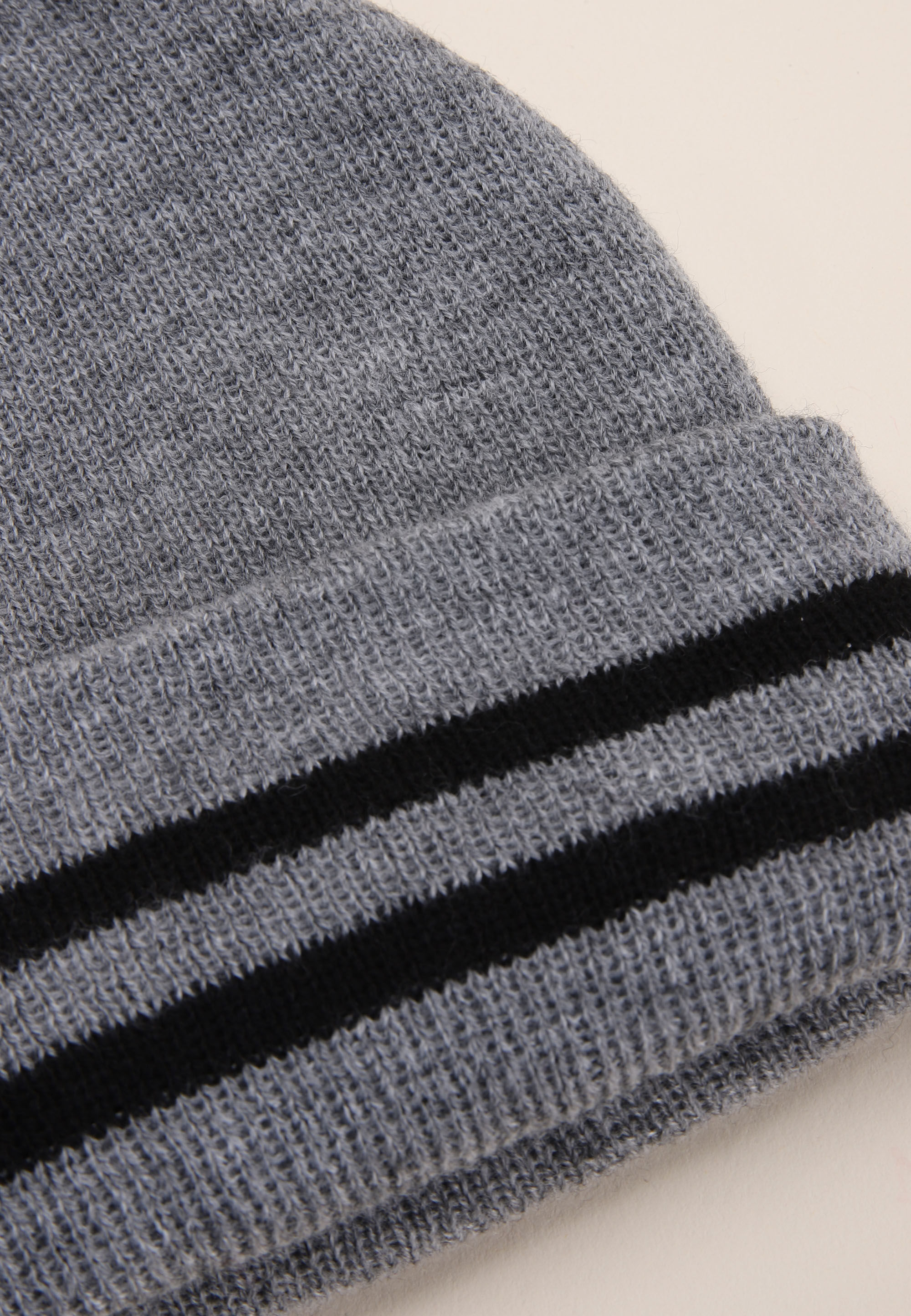 Older Boys Grey & Black Stripe Thinsulate Beanie Hat