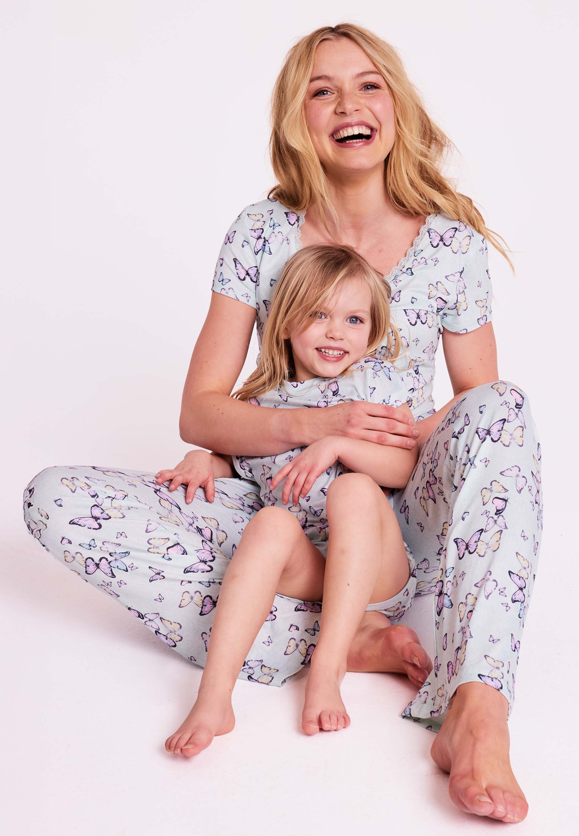 Girls Mint Soft Touch Butterfly Print Short Pyjama Set