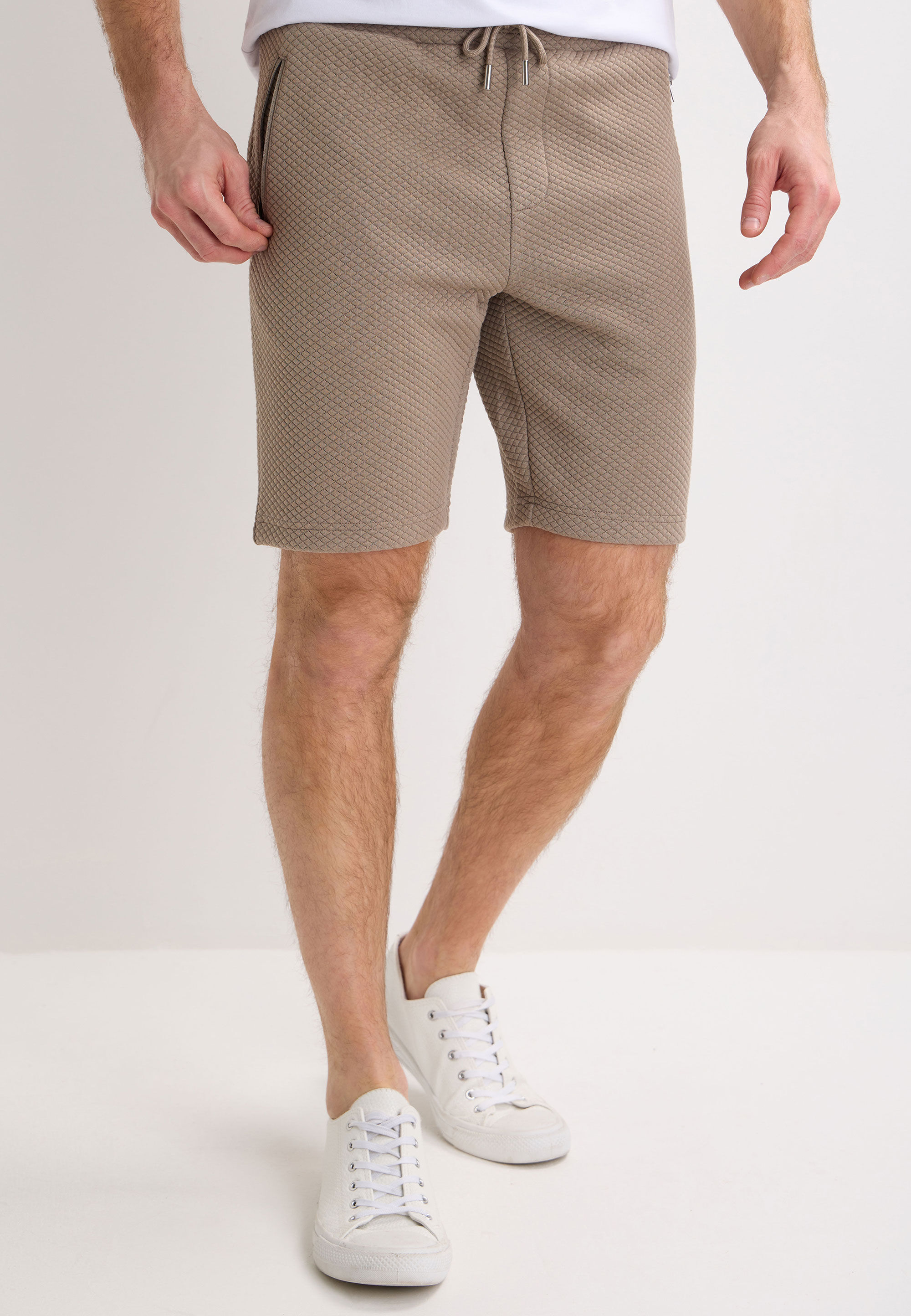 Mens Stone Charcoal Textured Shorts
