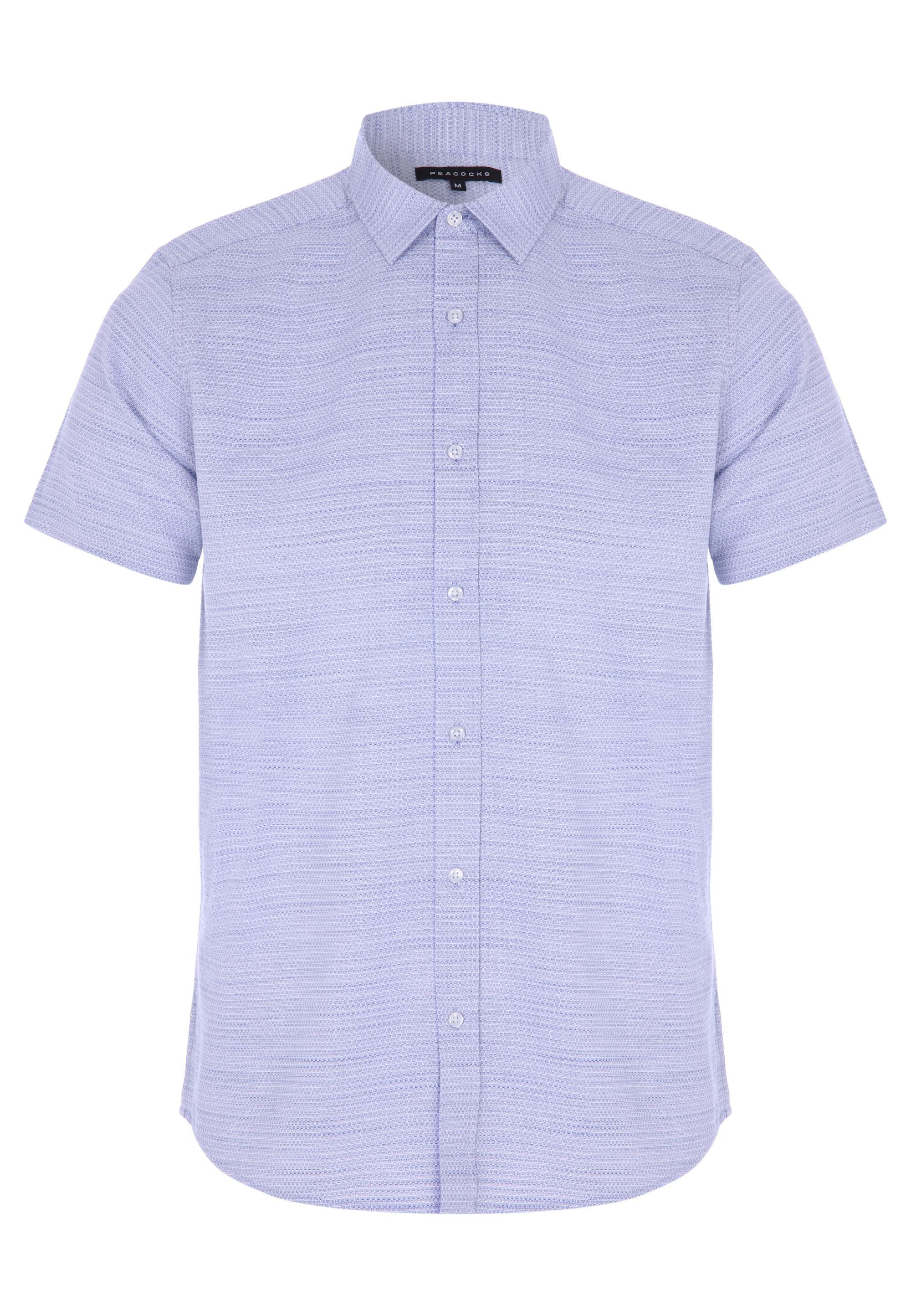 Mens Blue Space Dye Short Sleeve Shirt