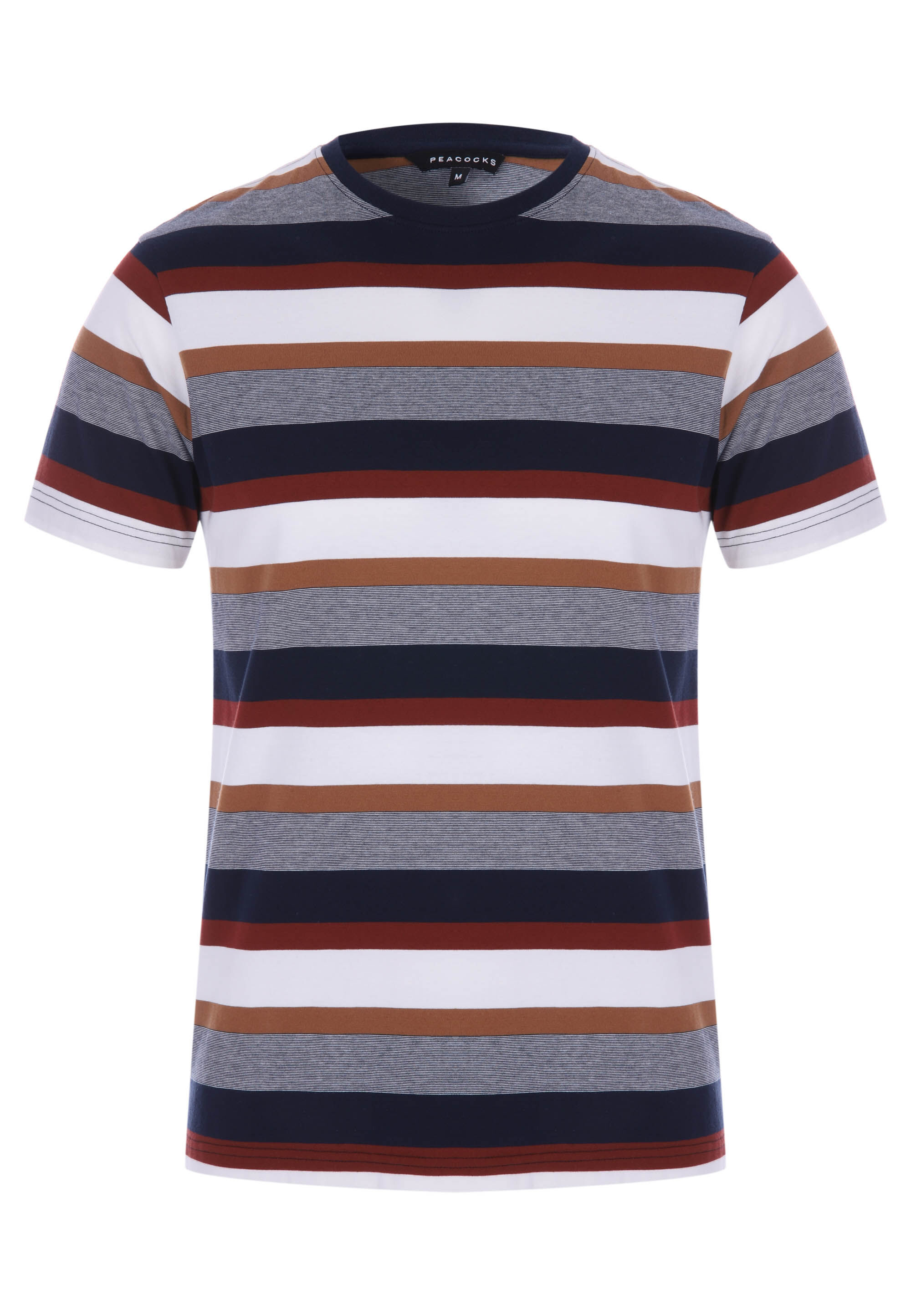 Mens Brown Stripe Short Sleeve T-Shirt
