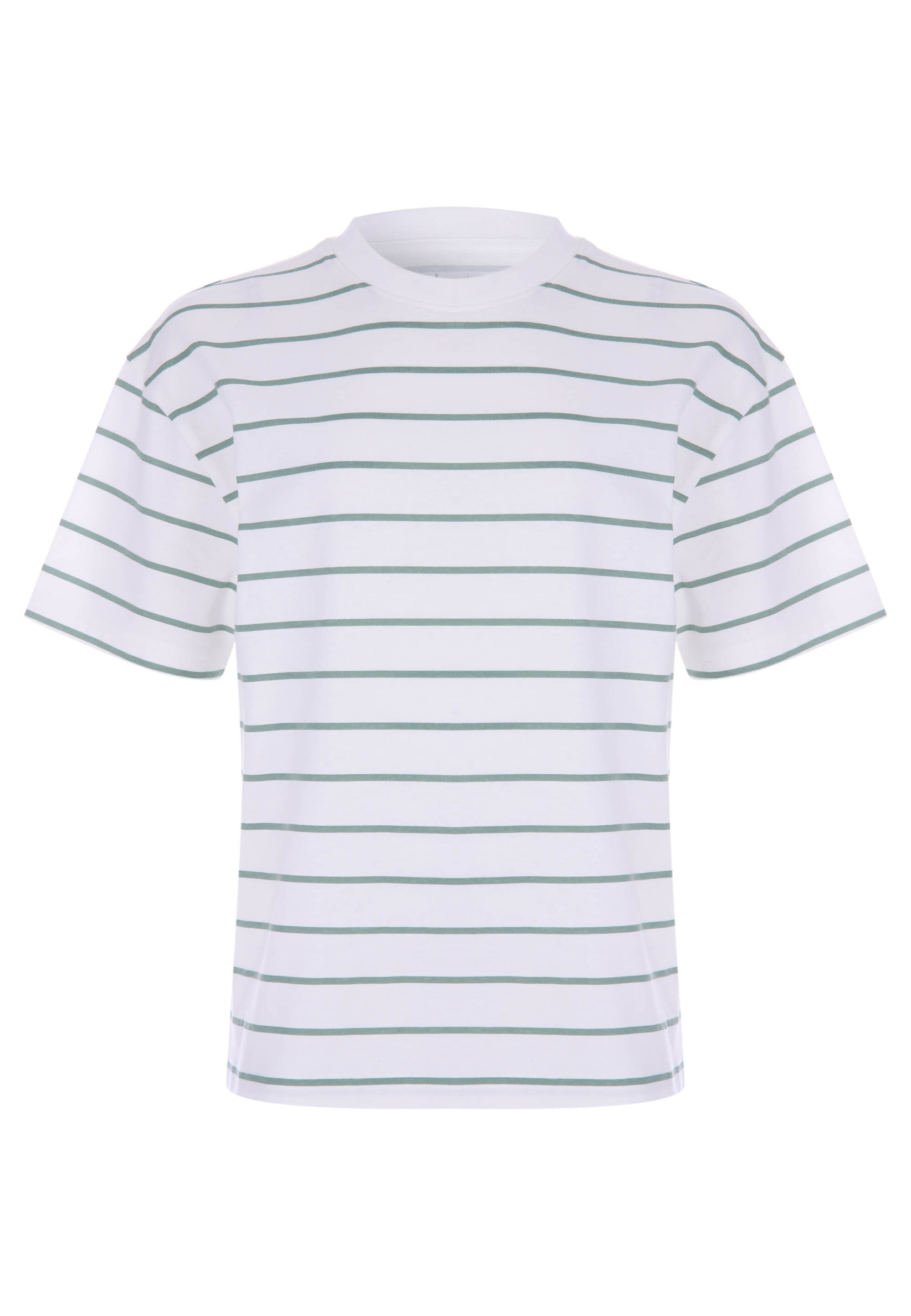 Older Boys Cream & Green Stripe Short Sleeve T-Shirt