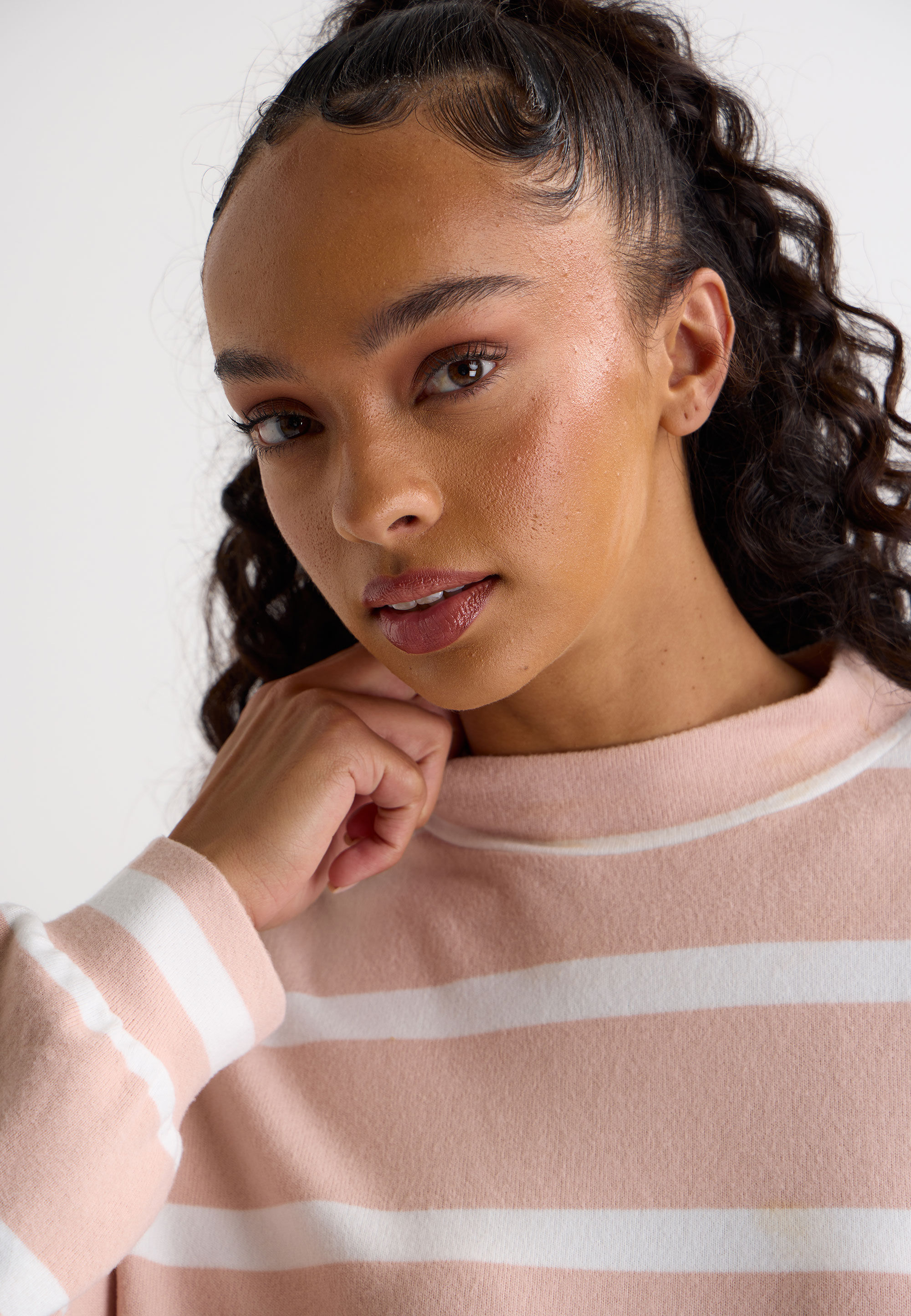Womens Pink Stripe Cosy Relaxed Top