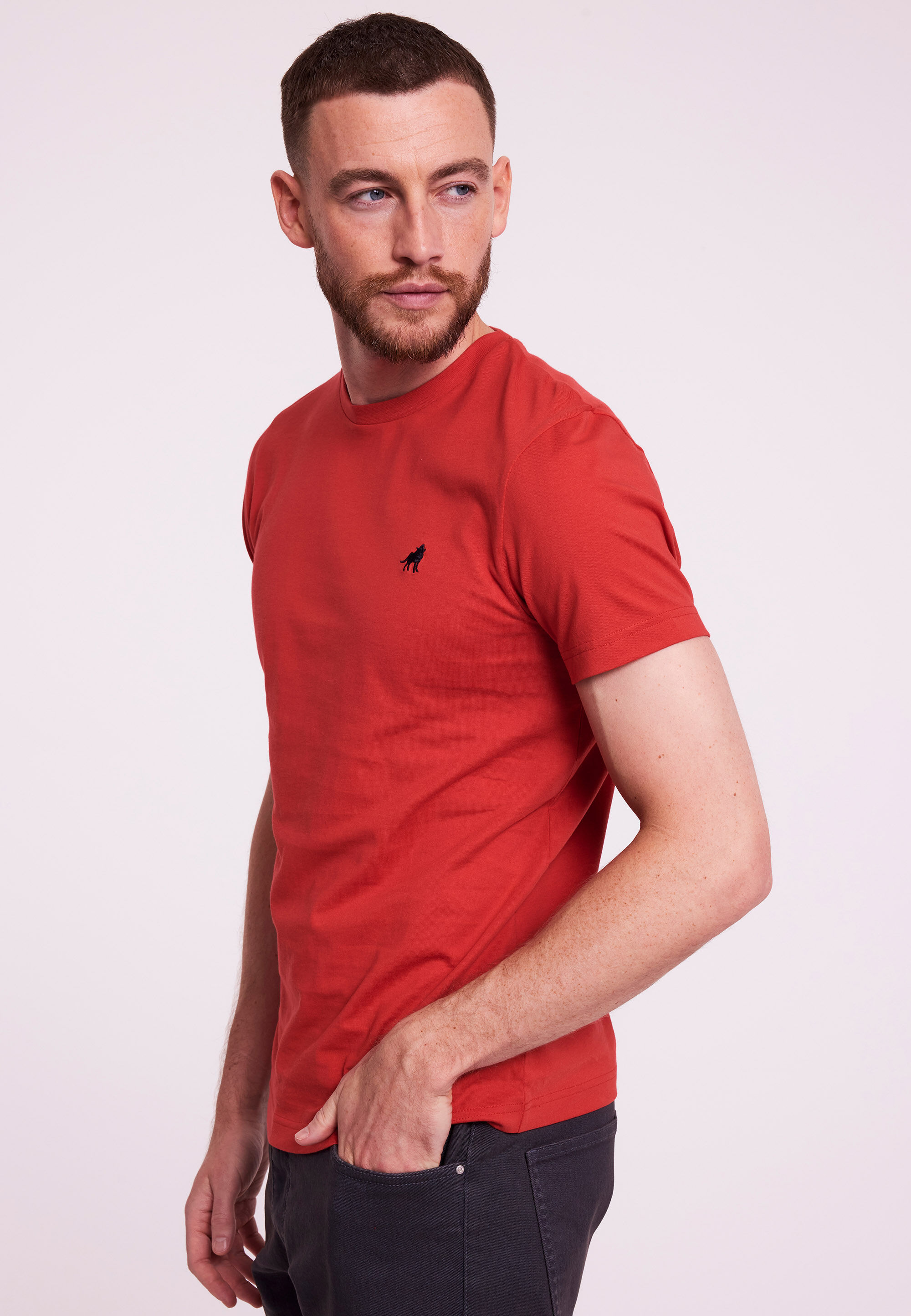 Mens Red Crew Neck Basic T-Shirt