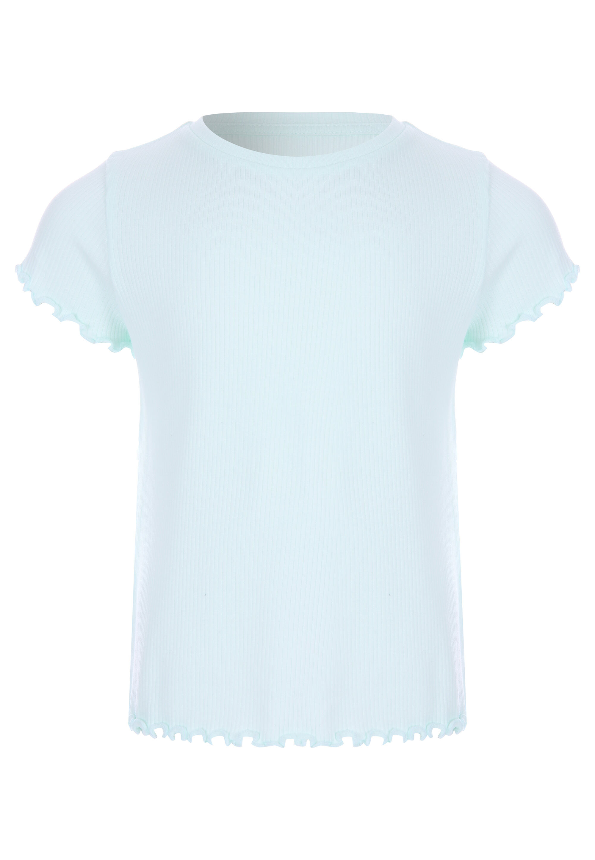 Younger Girls Mint Ribbed Frill Hem Top