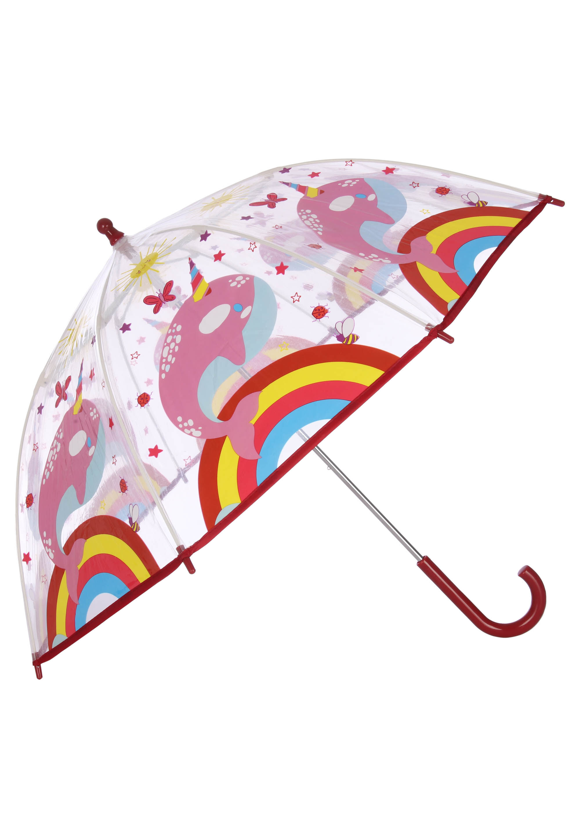 Kids Pink Whale Rainbow Umbrella