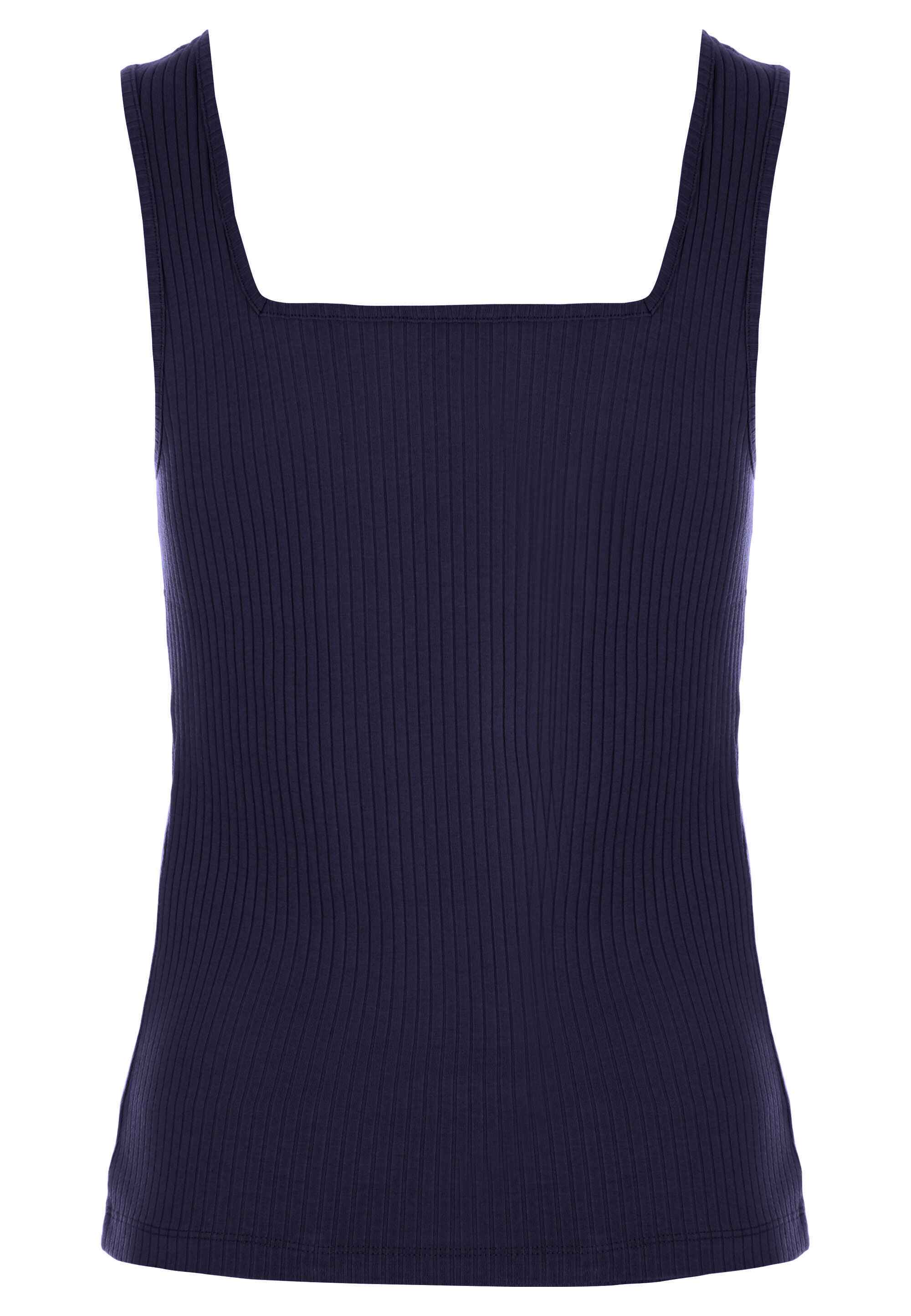 Womens Navy Ribbed Square Neckline Vest
