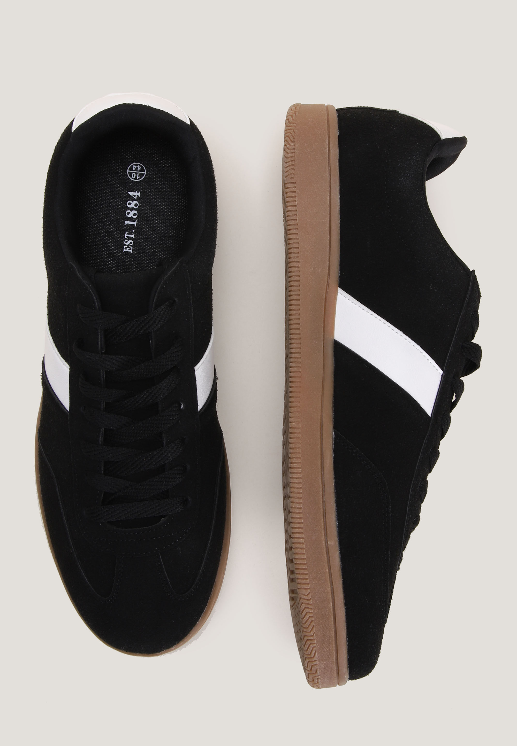 Mens Black Casual Stripe Trainer