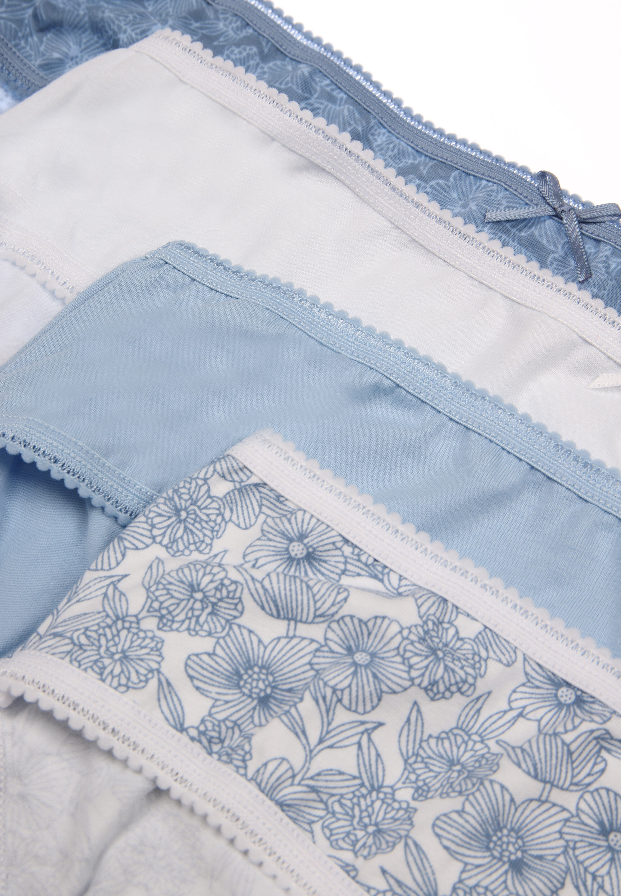 Womens 4pk Blue Floral Print Half Briefs