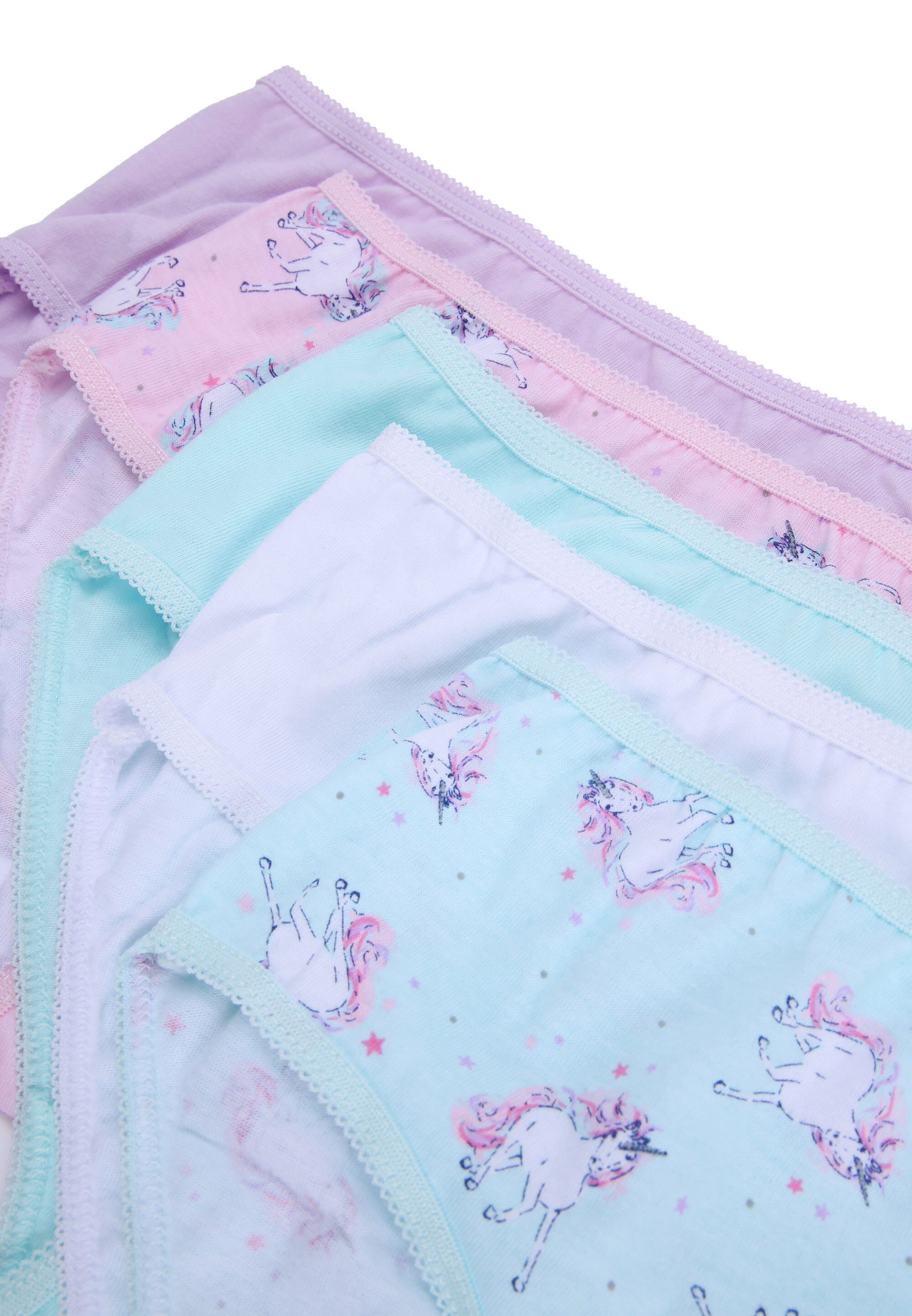 Younger Girls 5pk Blue & Lilac Unicorn Briefs