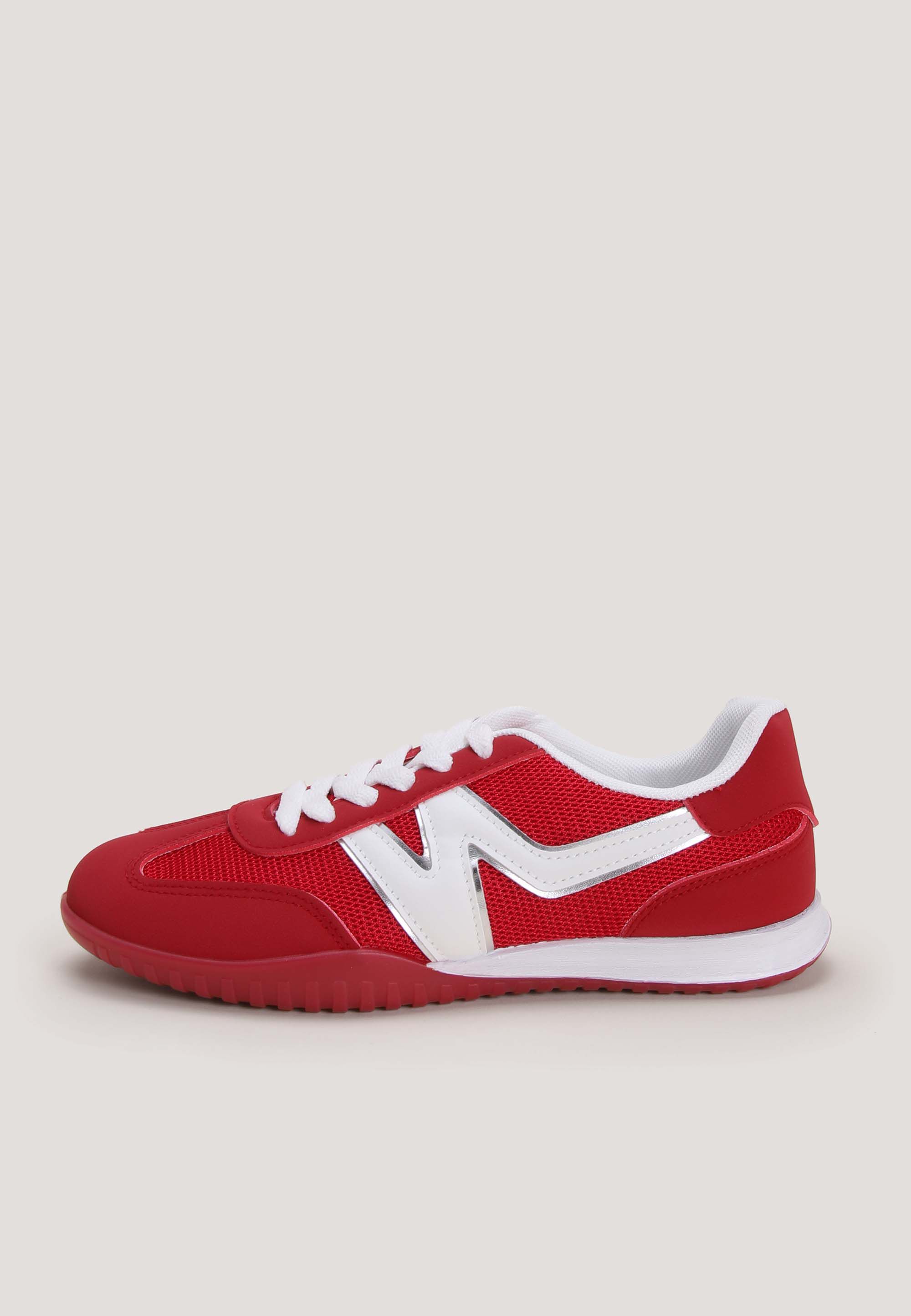 Womens Red & White Casual Retro Jogger Trainers