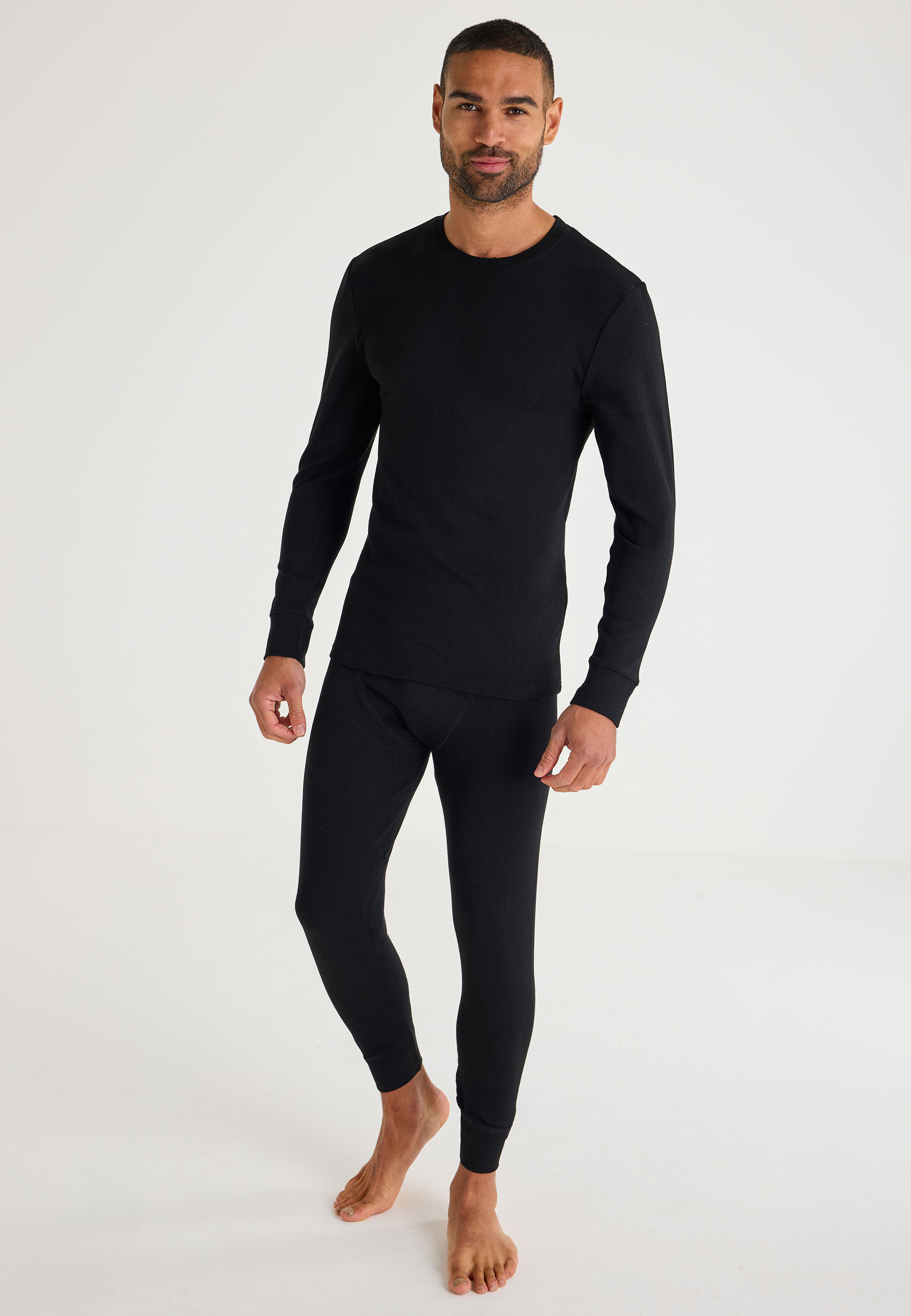 Mens Black Thermal Heavy Weight Long Sleeve Top