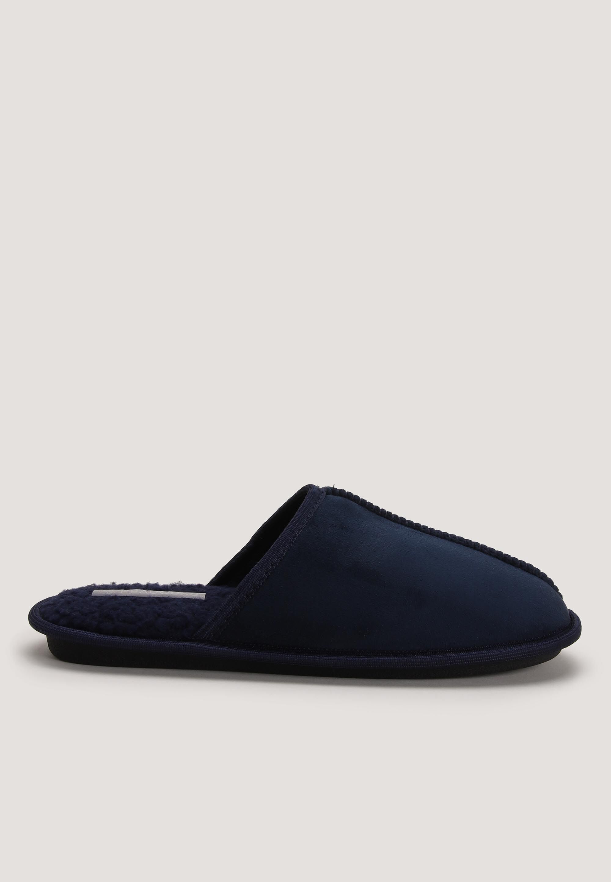 Mens Navy Plain Mule Slippers