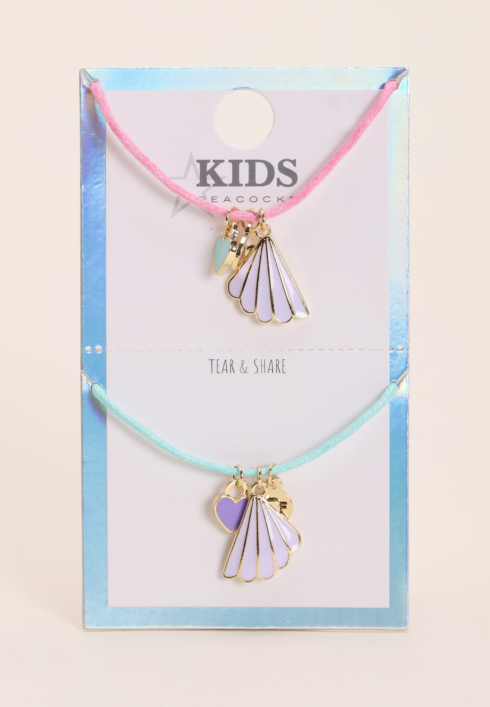 Girls 2pk Pink & Mint Shell Friendship Bracelets