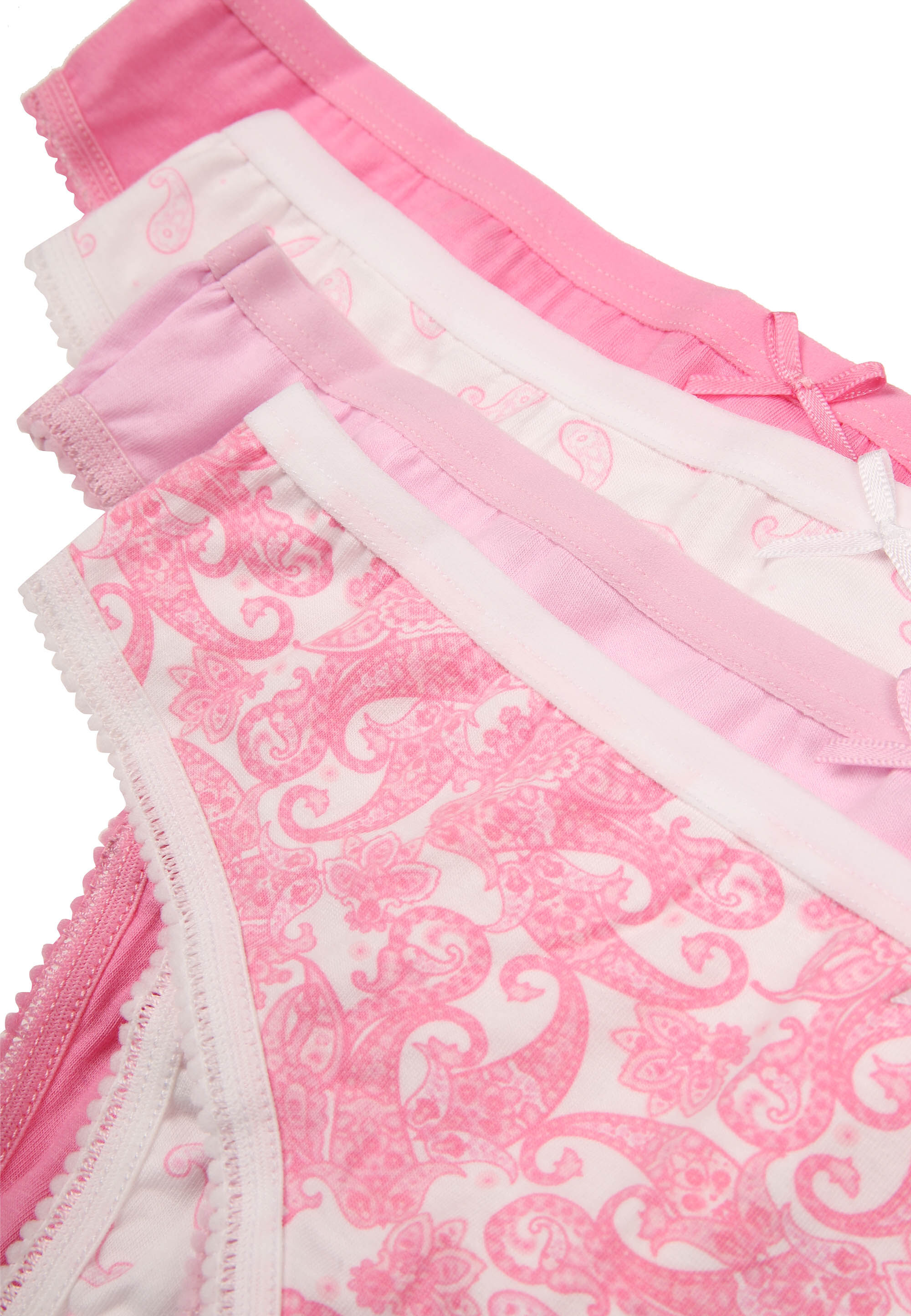 Womens 4pk Pink Paisley Print Thongs