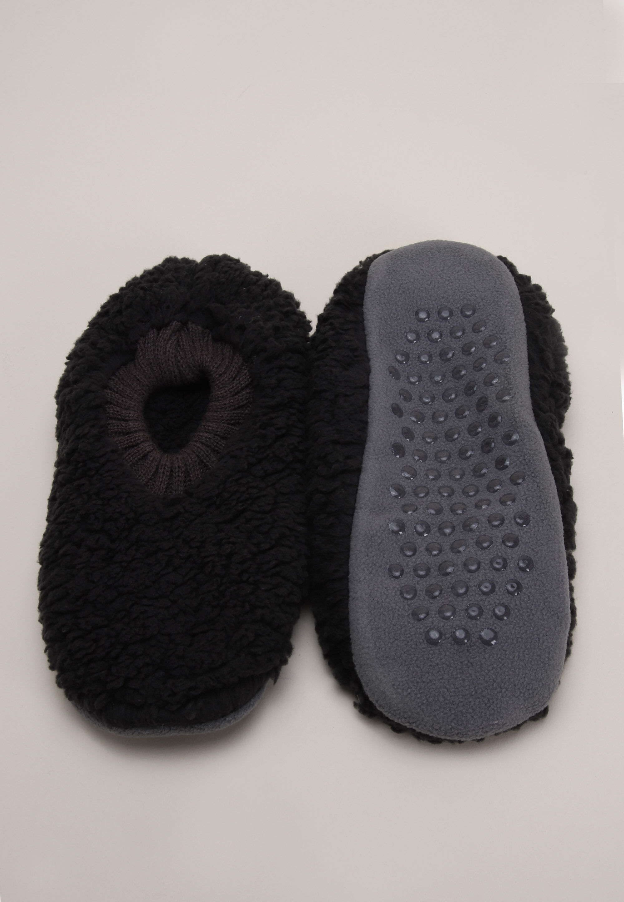 Mens Black Supersoft Fleece Slipper Socks