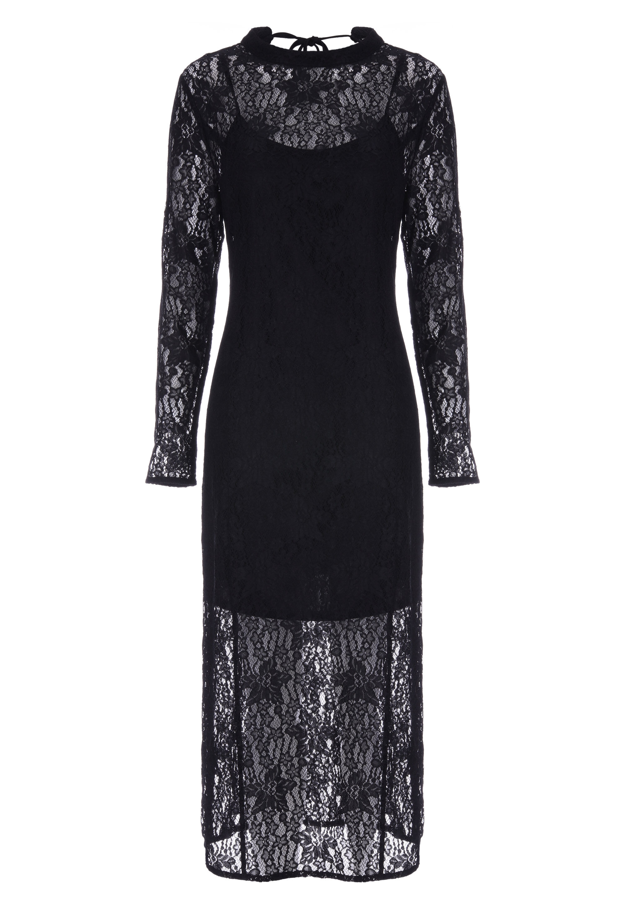 Womens Black Lace Midi Dress