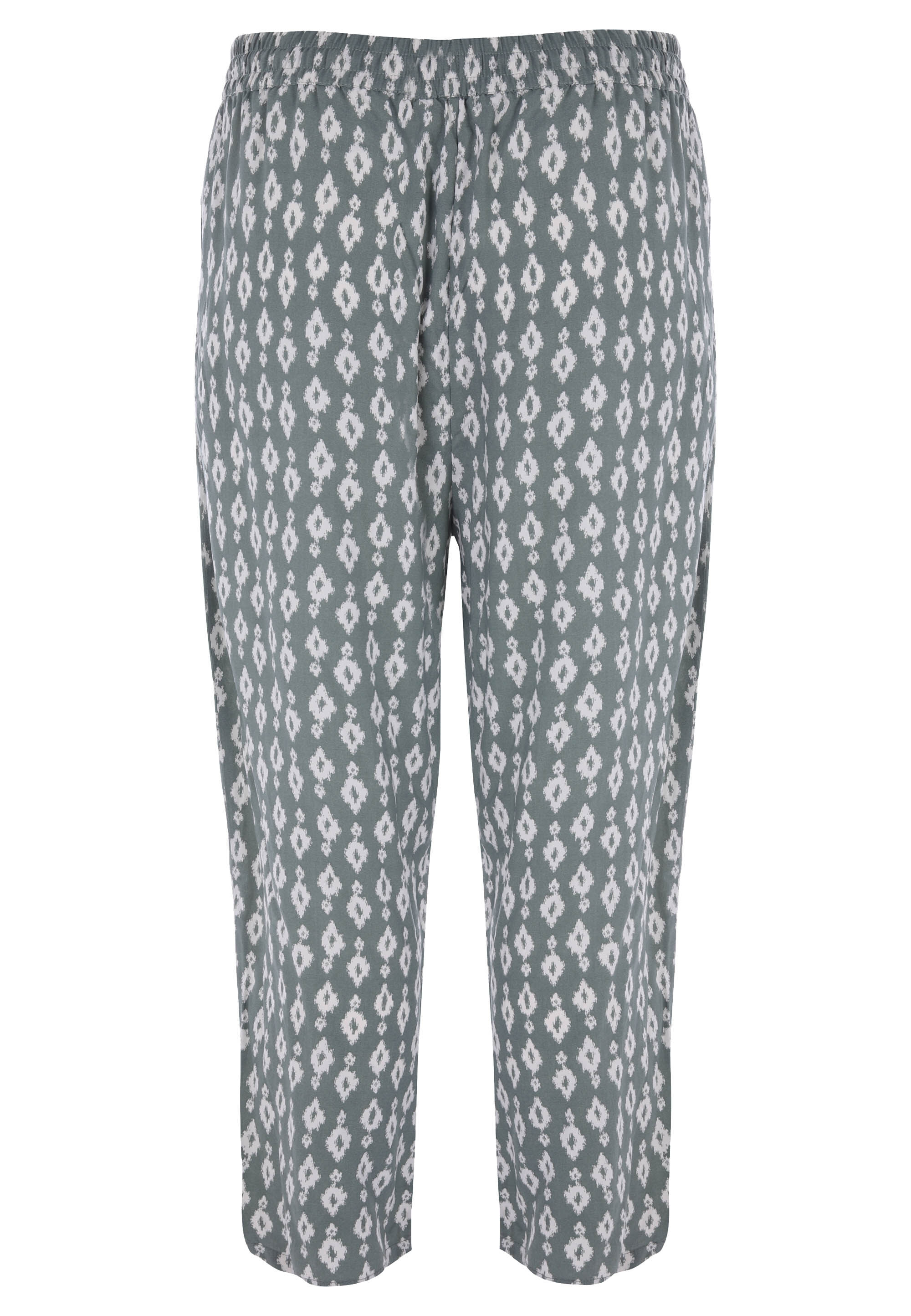 Womens Khaki Abstract Print Relaxed Cropped Trousers
