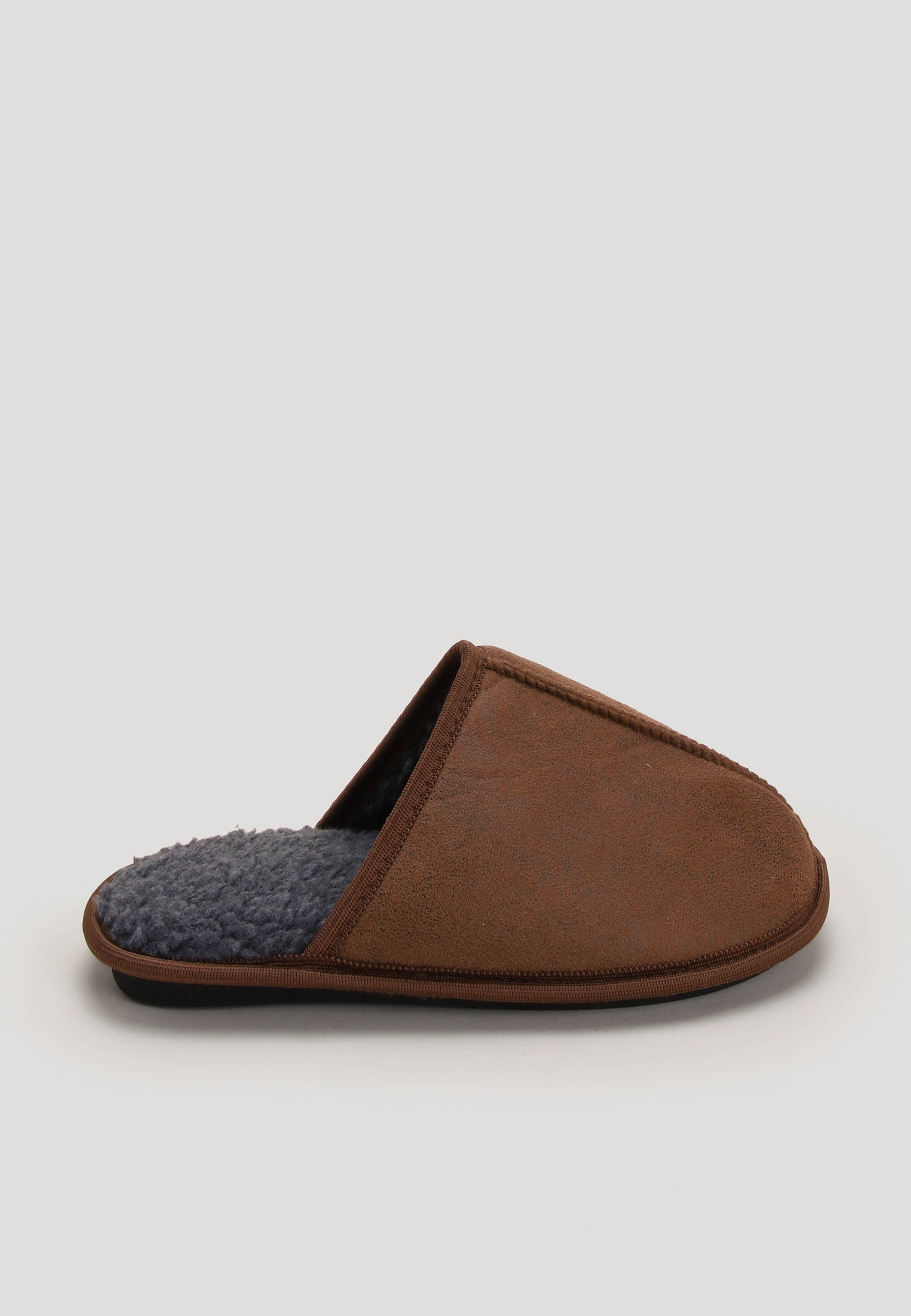 Mens Brown Plain Mule Slippers
