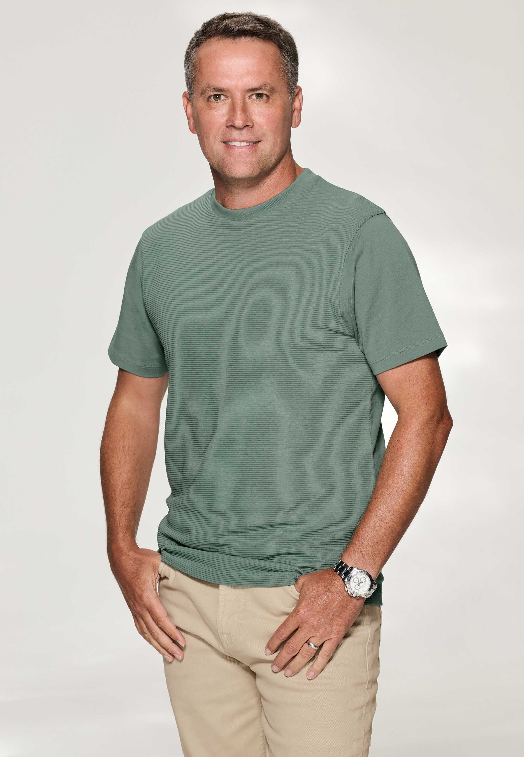 Mens Sage Textured Short Sleeve T-Shirt