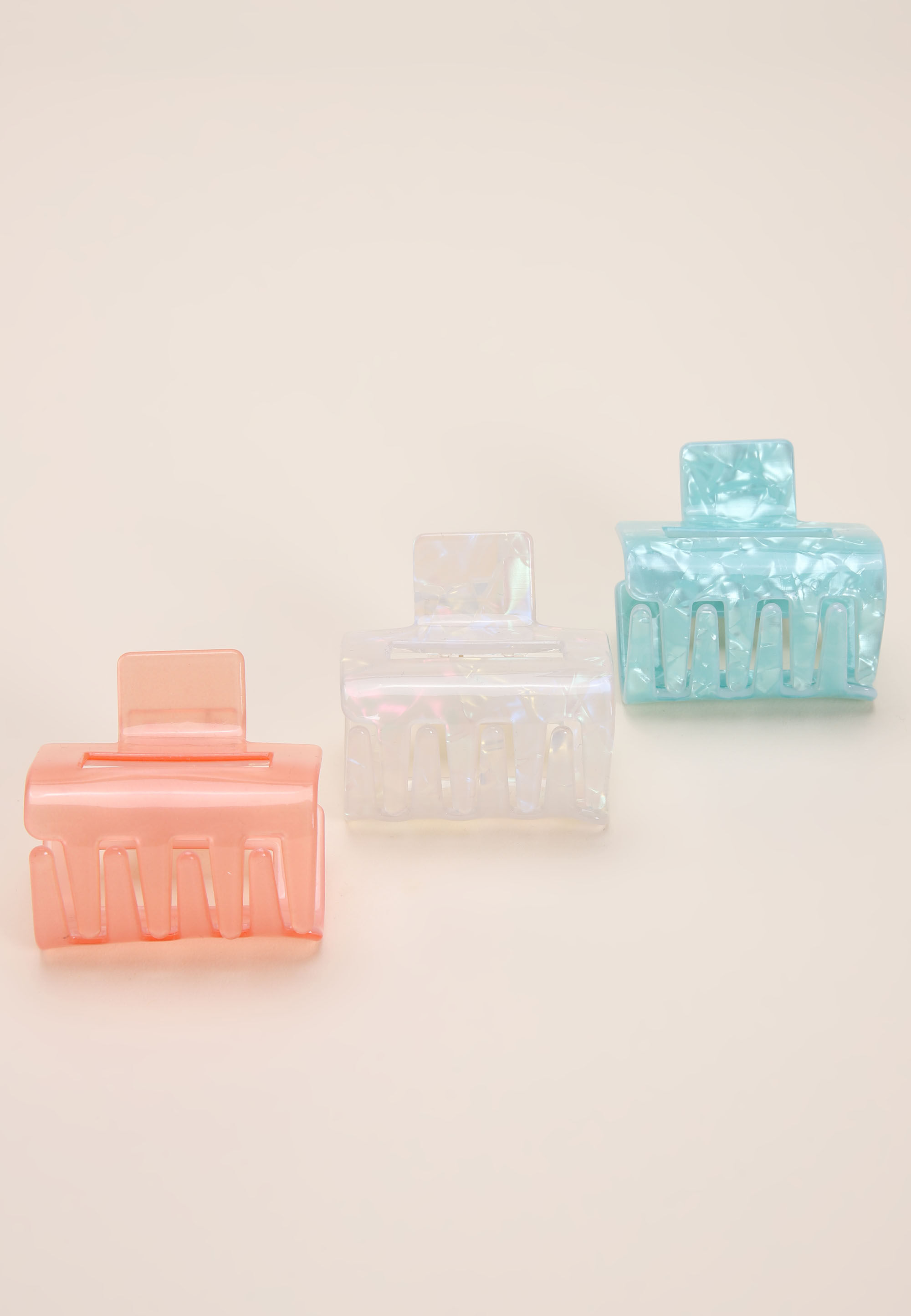 Womens 3pk Assorted Marbled Bulldog Clips