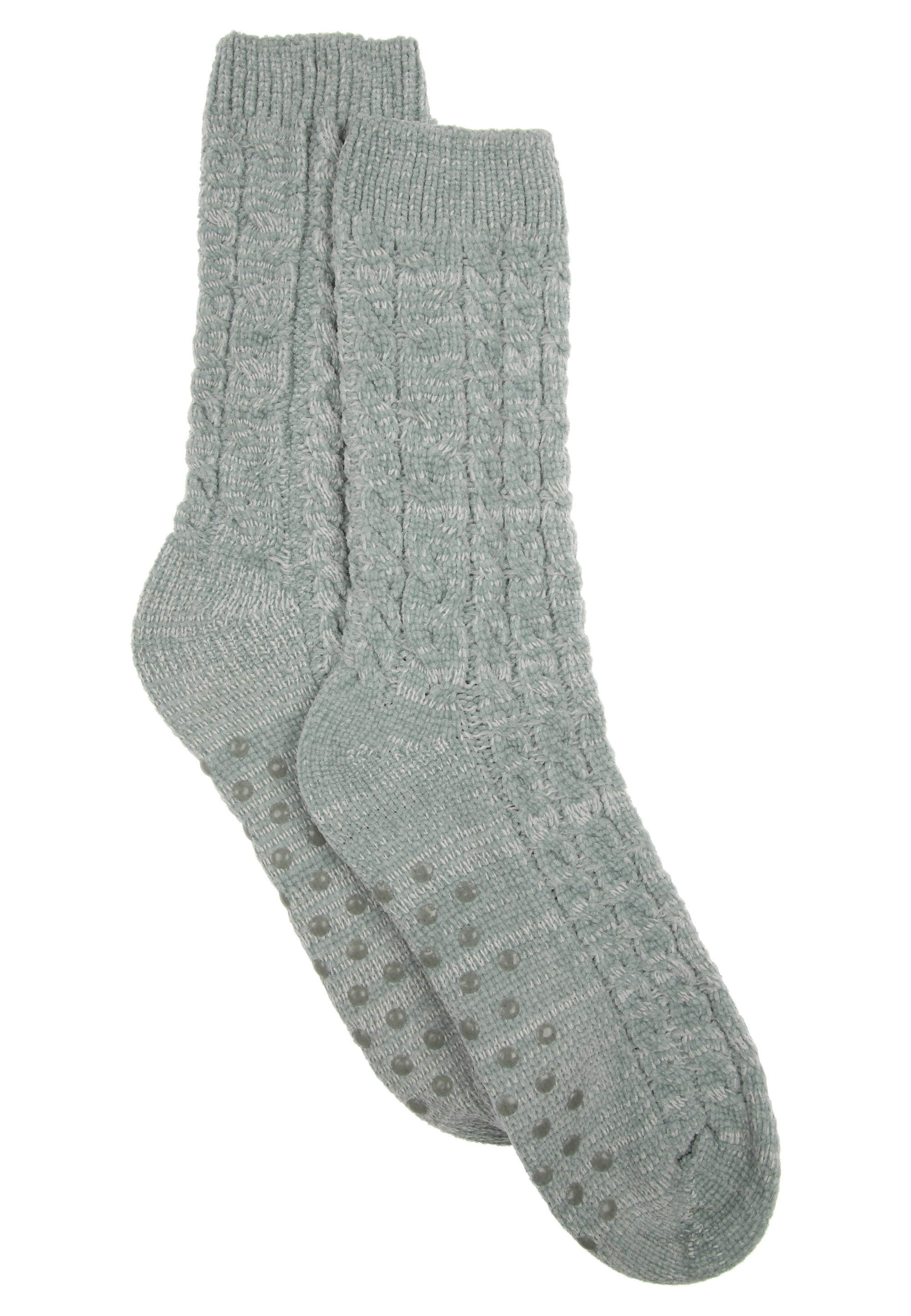 Womens 1pk Green Cable Socks