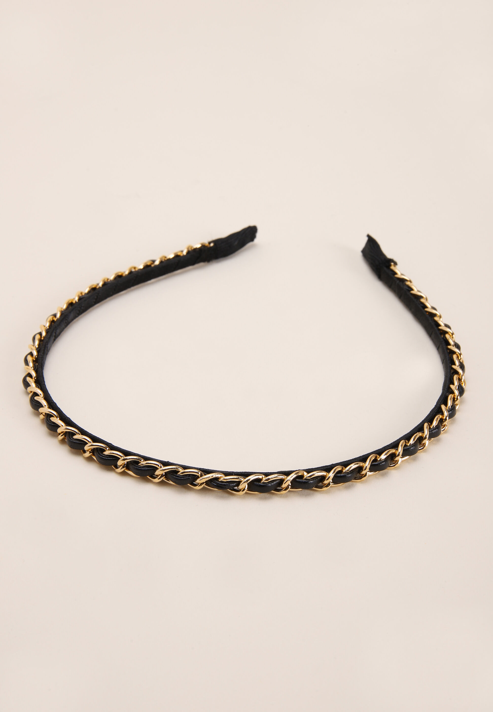 Womens Gold & Black Thread Chain Hair Band