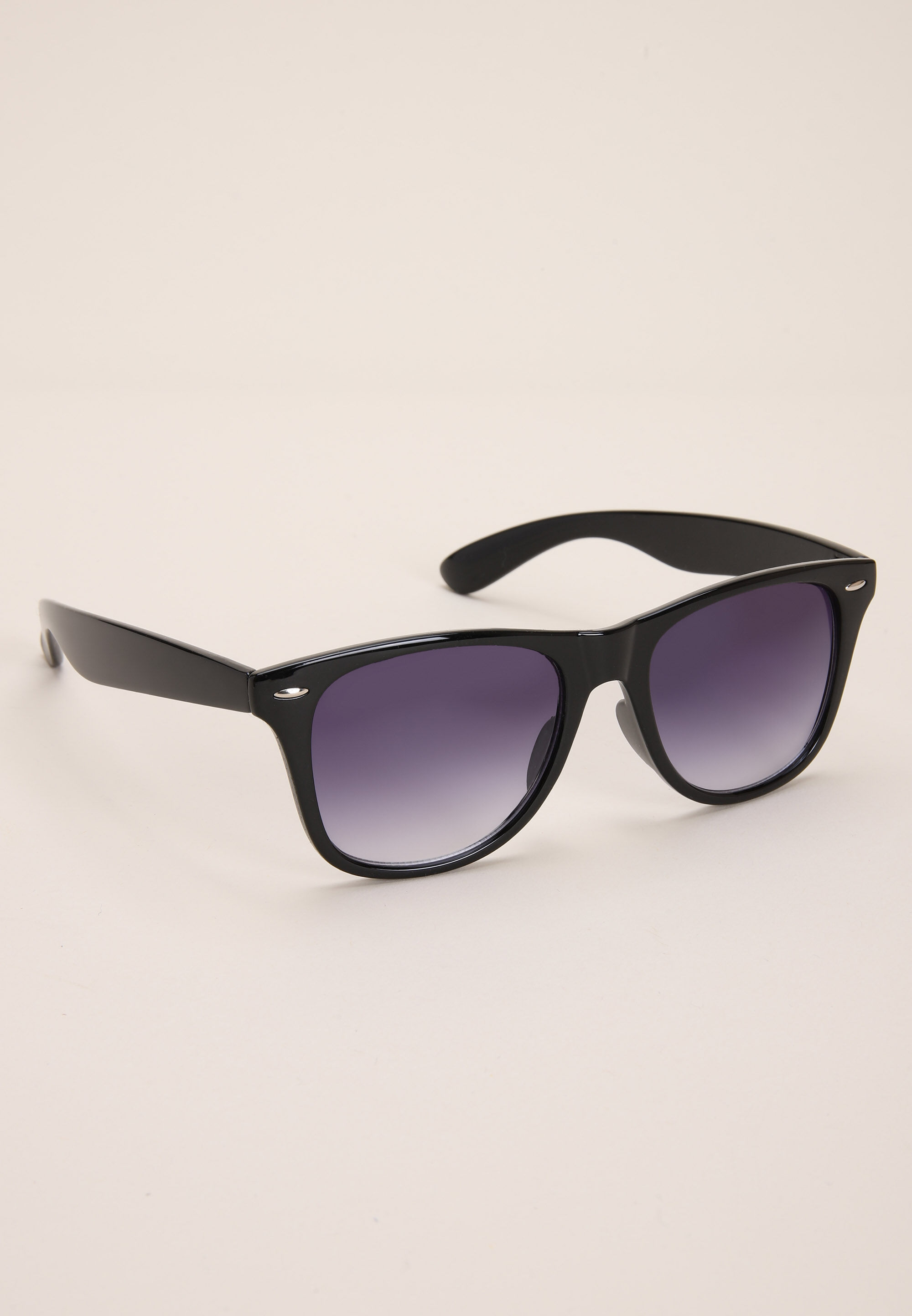 Mens Black Plain Basic Retro Sunglasses