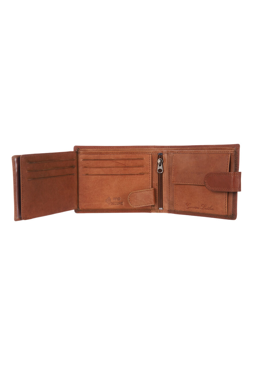 Mens Brown Ridgeback Tri Fold Leather Wallet
