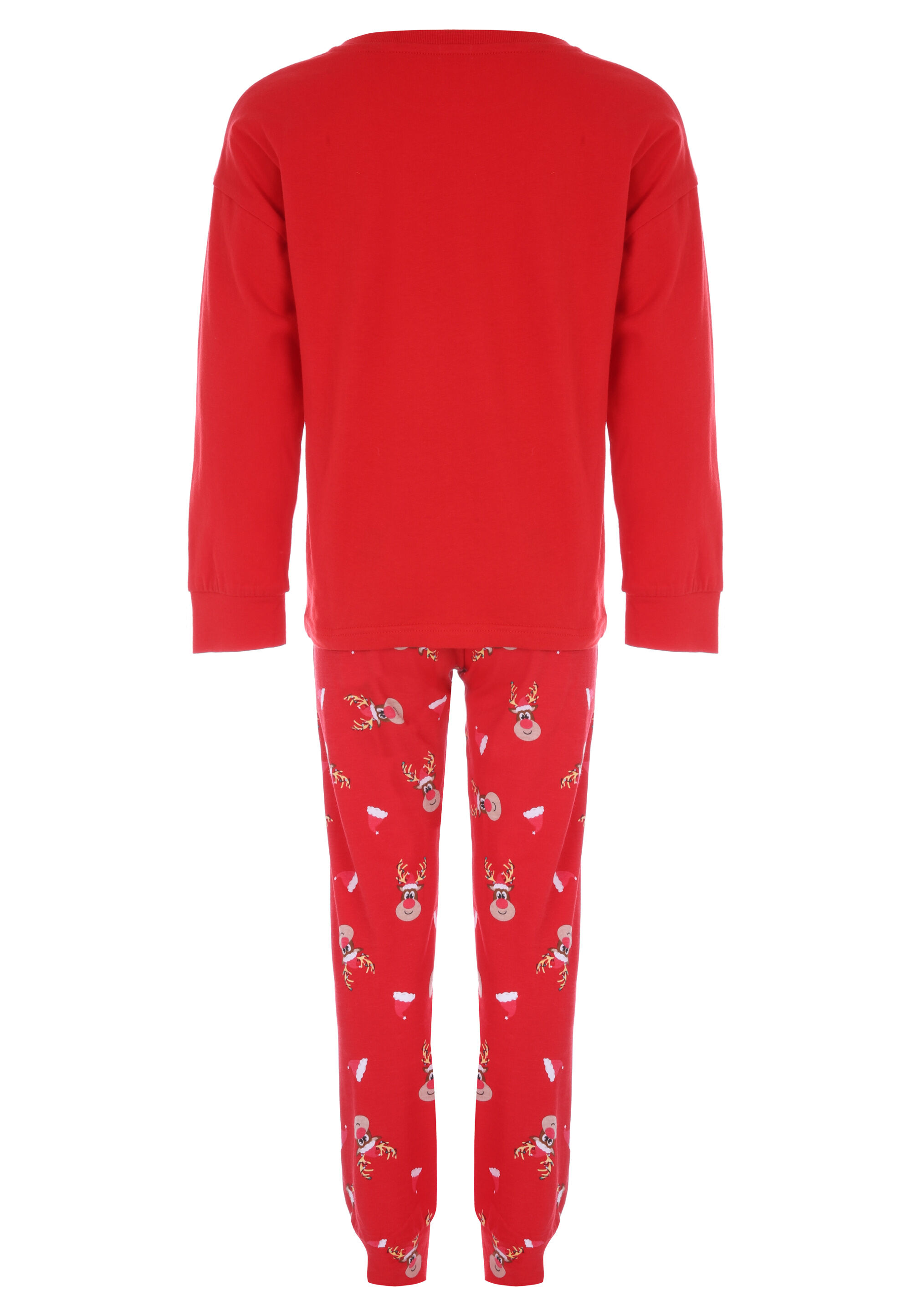 Unisex Childrens Red Reindeer Christmas Family Pyjama Set