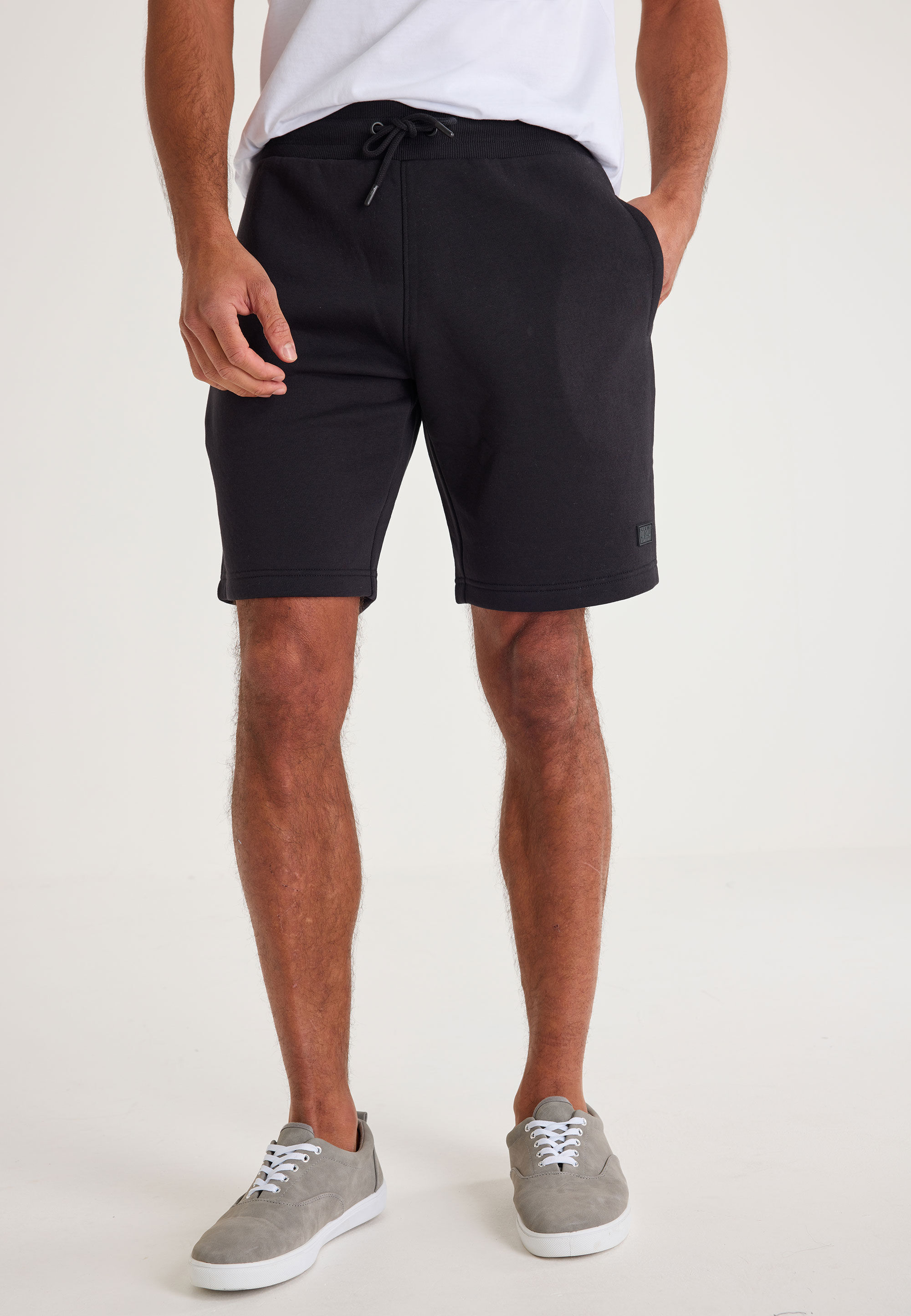 Mens Black Casual Drawstring Sweat Shorts
