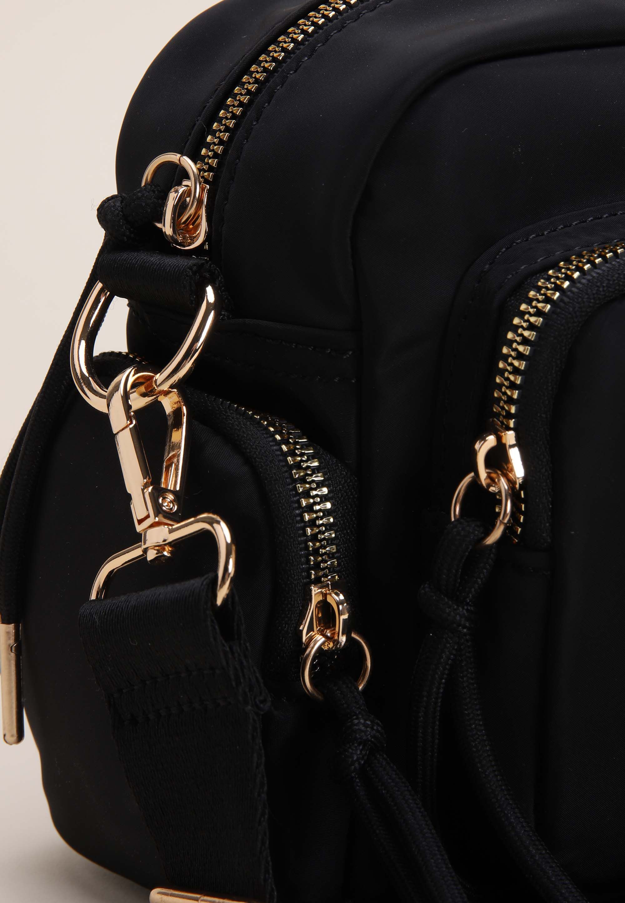 Womens Plain Black Nylon Camera Bag