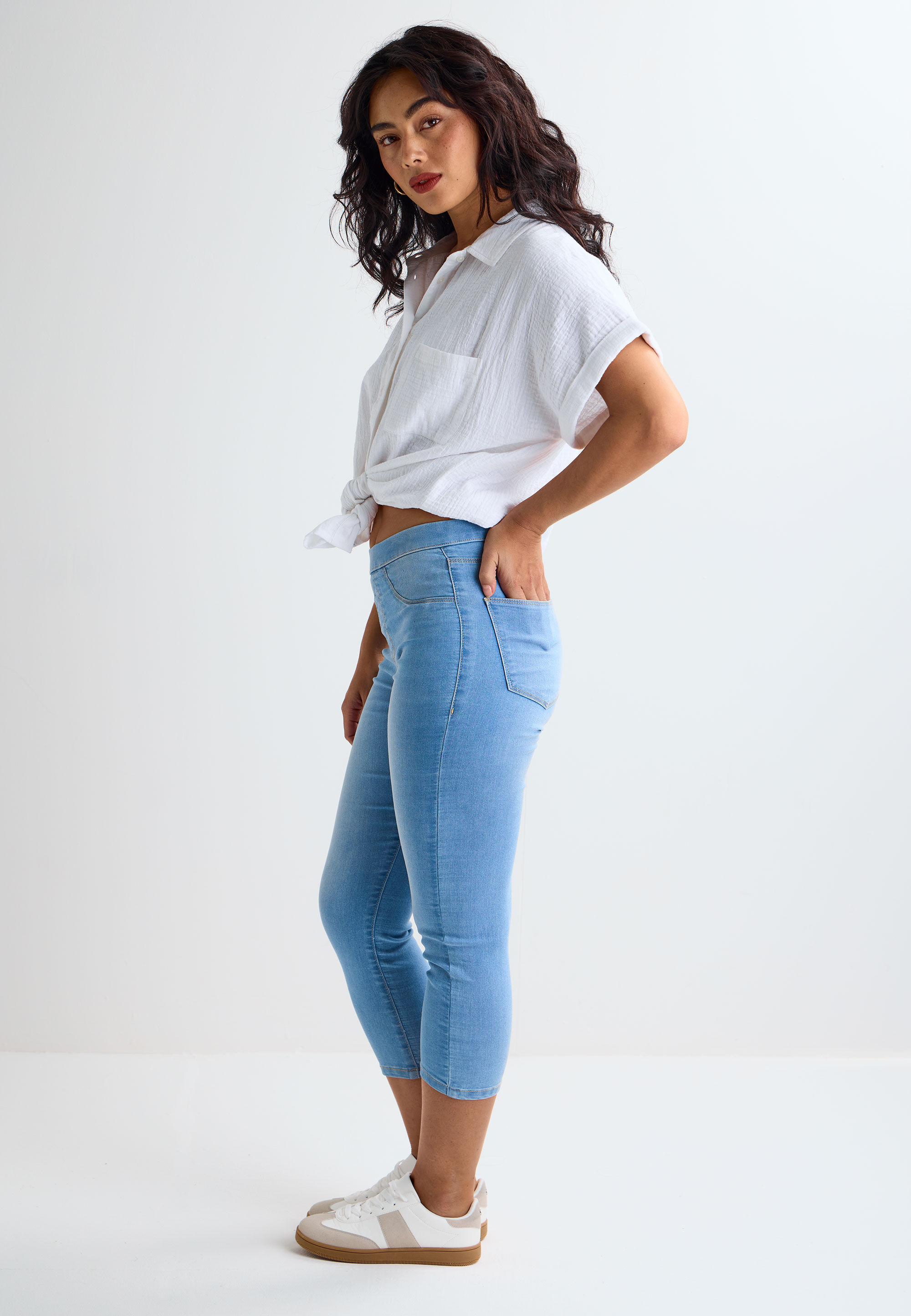Womens Light Blue Kate Cropped Jeggings