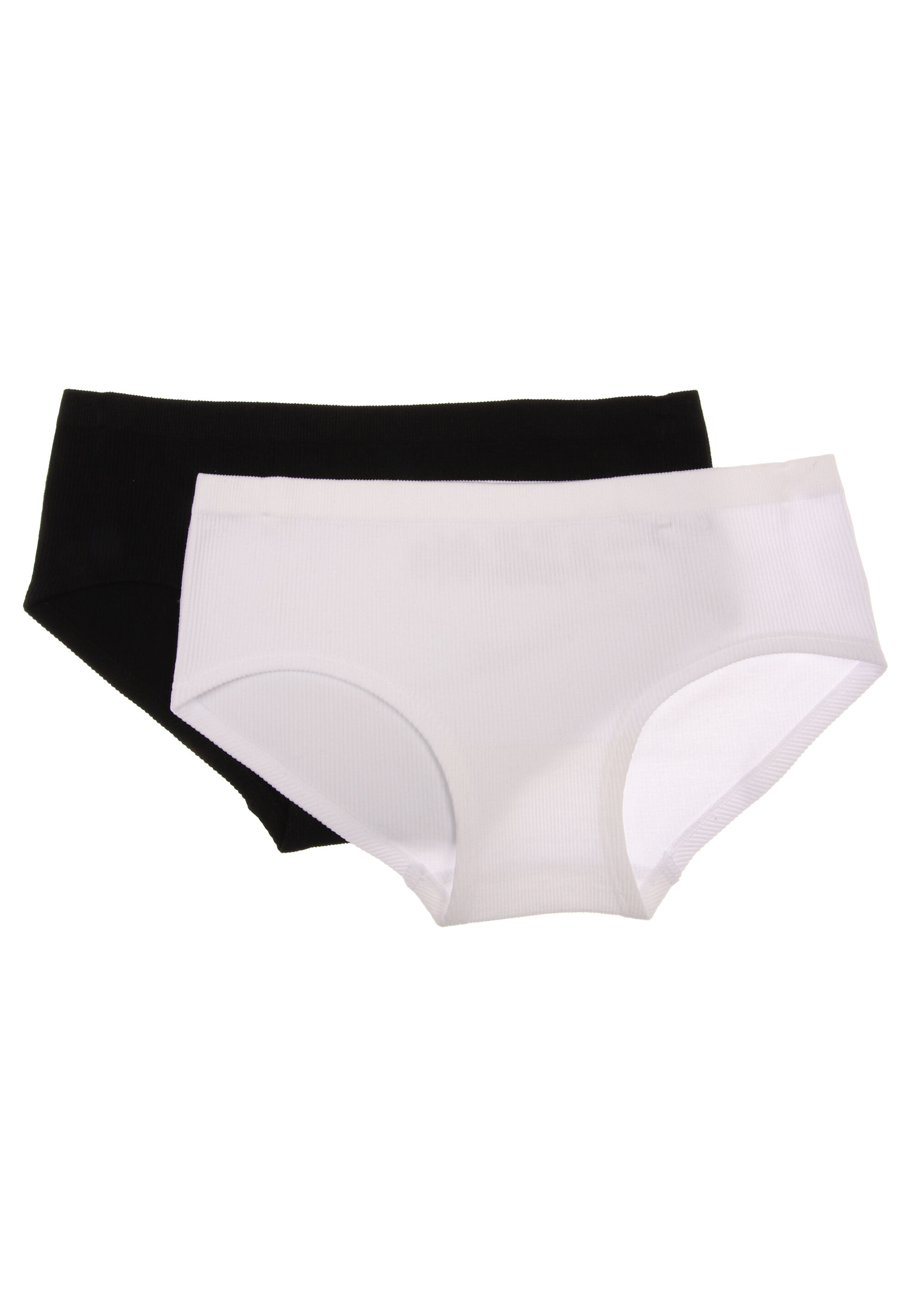 Older Girls 2pk Black & White Ribbed Briefs
