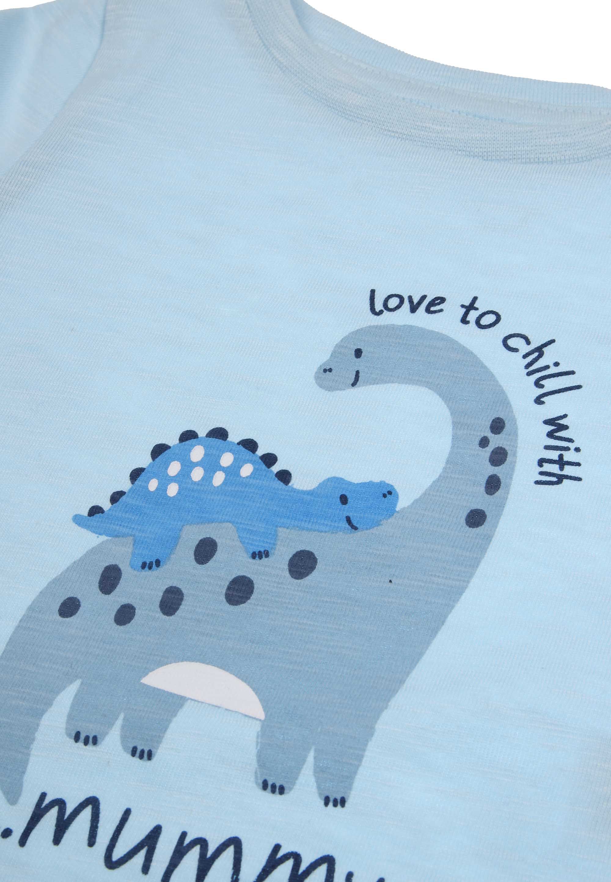 Baby Boys Blue Dinosaur Mummy Slogan T-Shirt