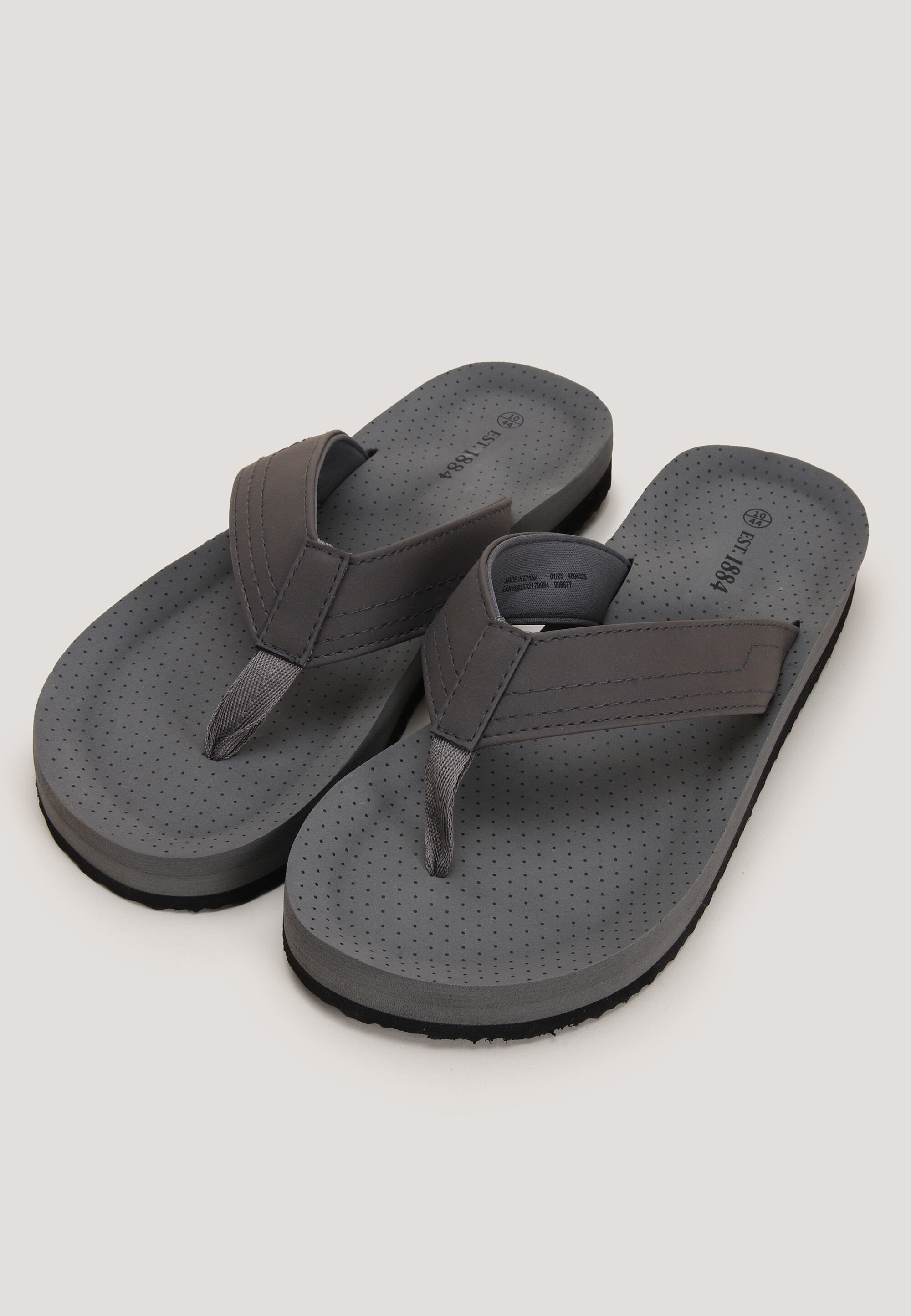 Mens Charcoal Plain Toepost Sandals