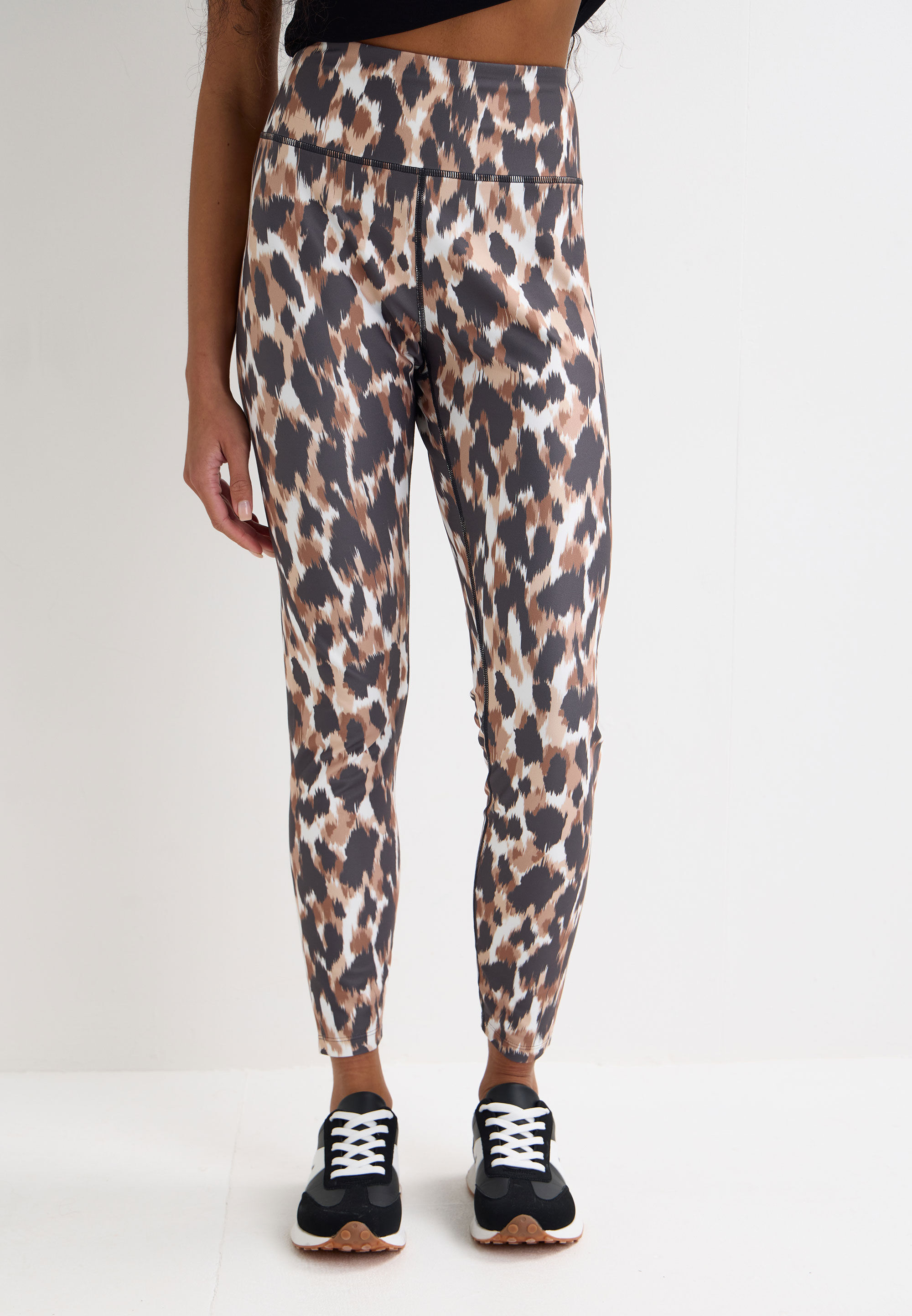 Womens Brown Animal Print Active Leggings