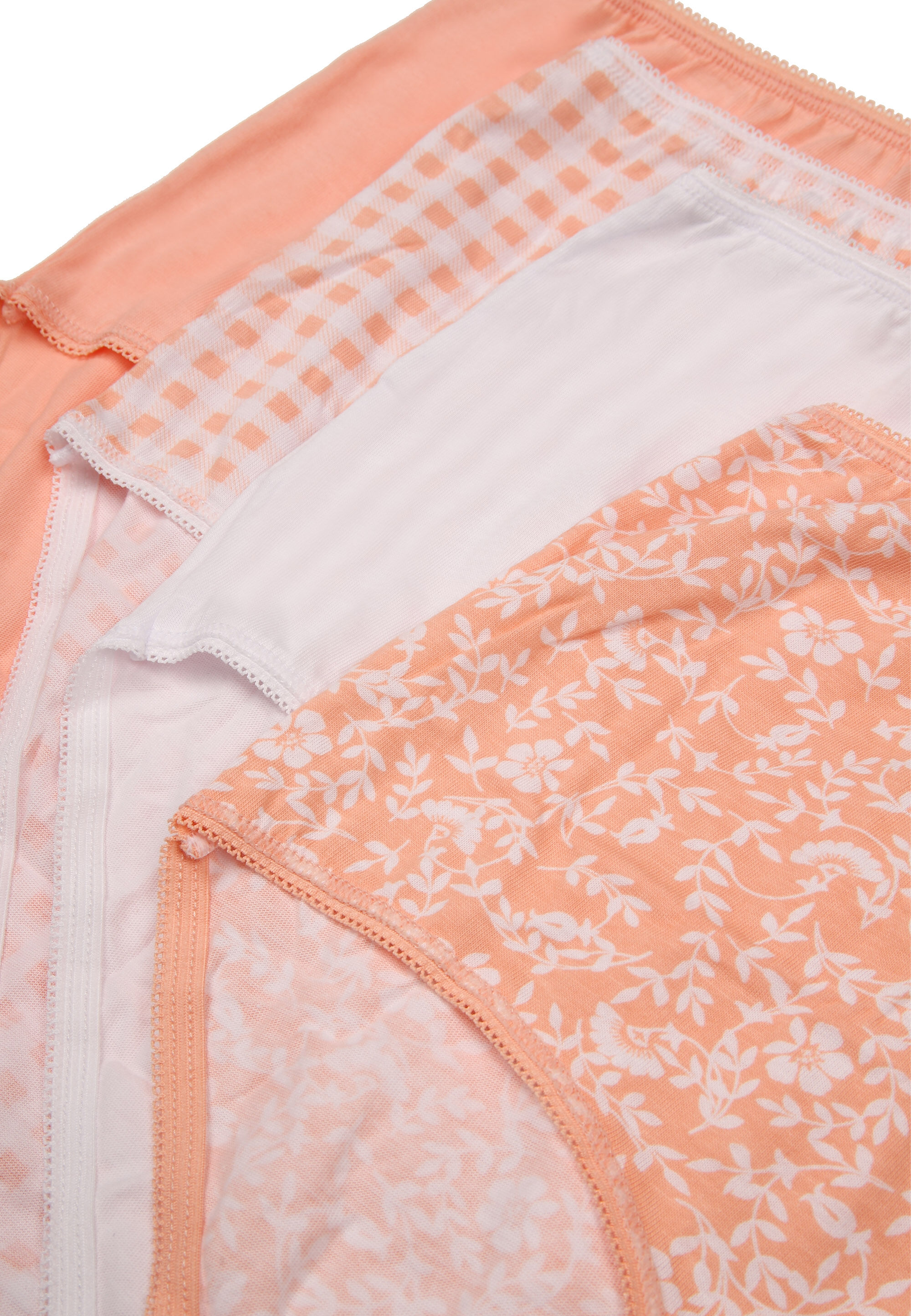 Womens 4pk Peach Gingham Print Full Briefs