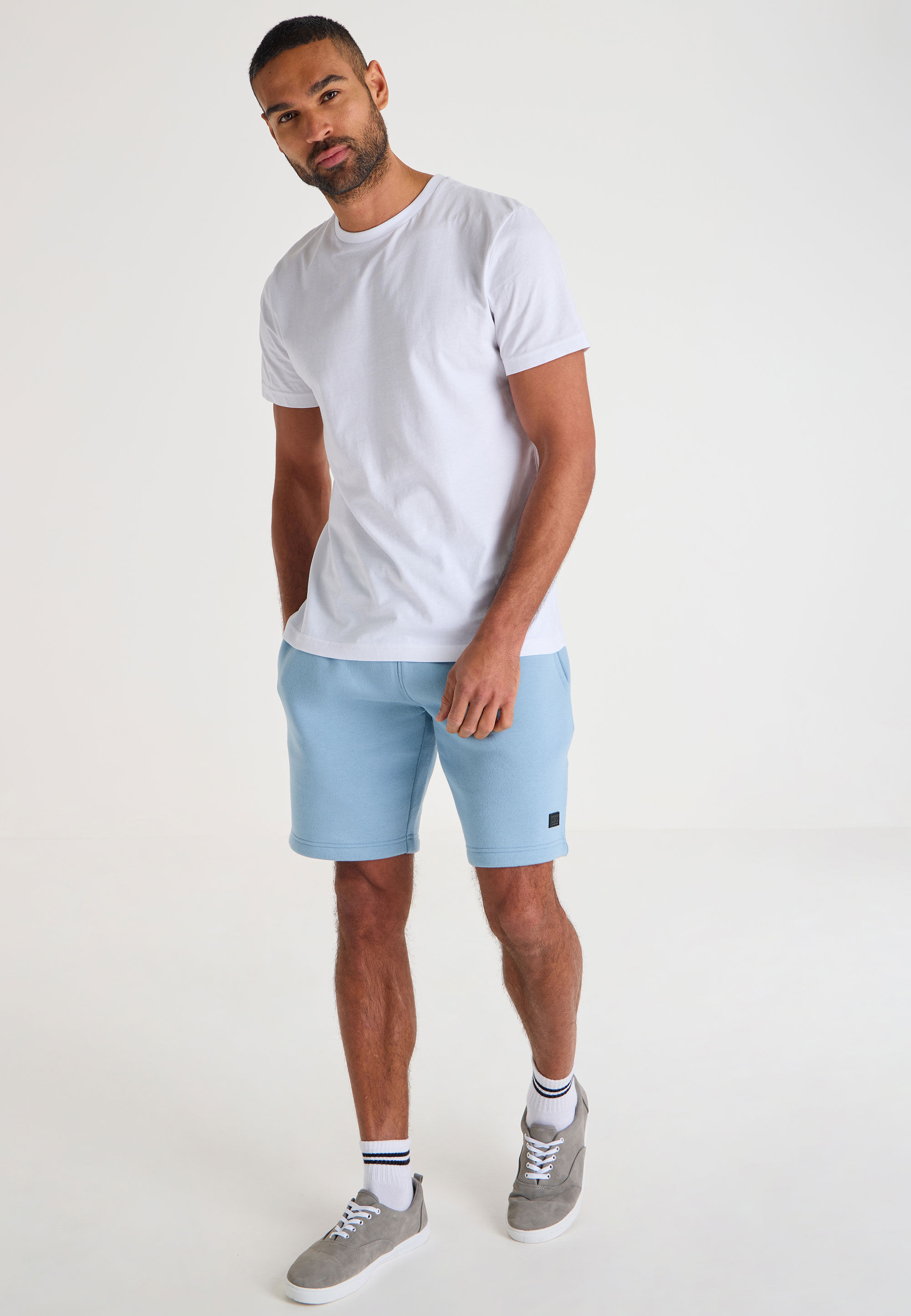 Mens Pale Blue Casual Drawstring Sweat Shorts