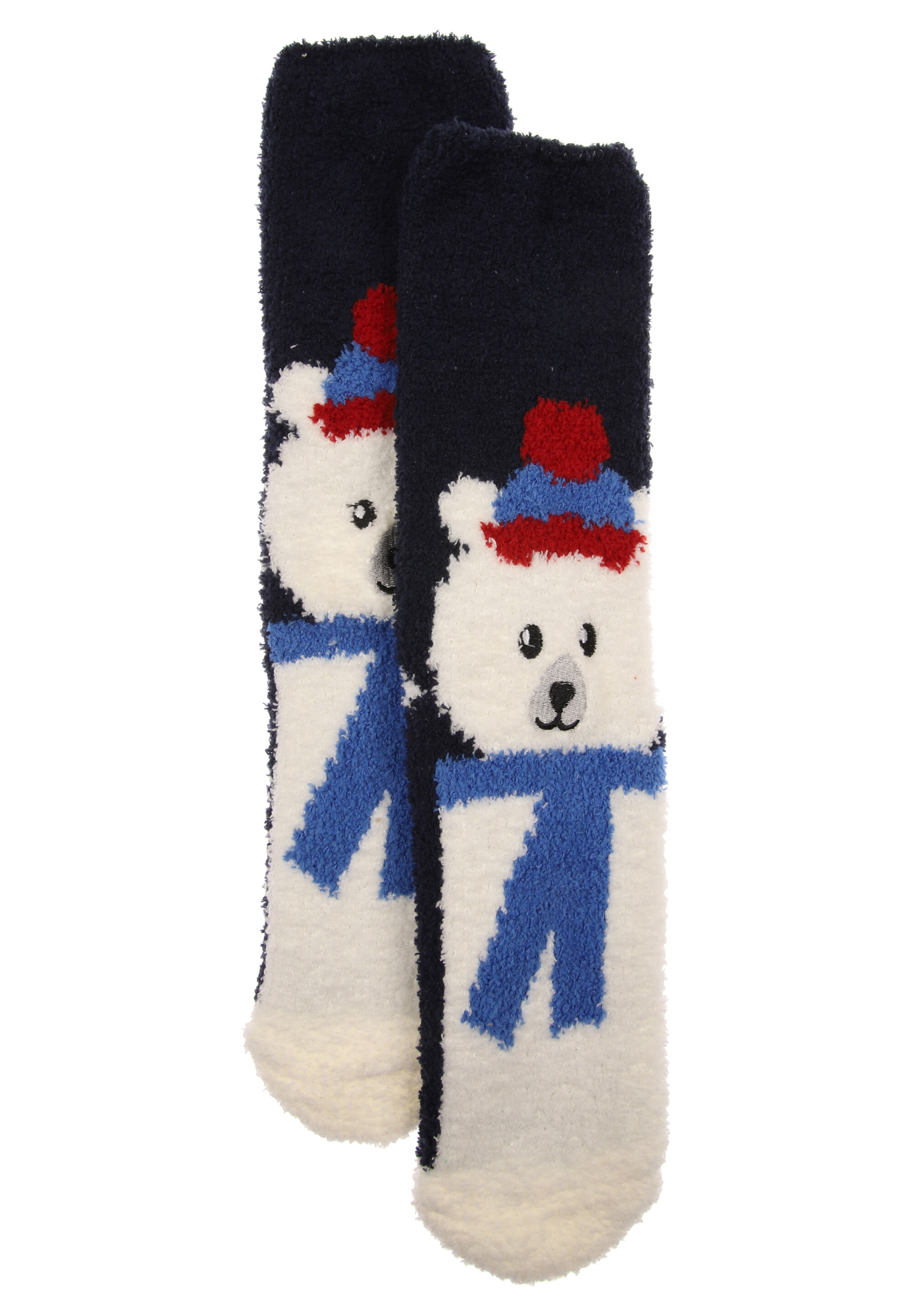 Mens 1pk Blue Bear Marshmallow Socks