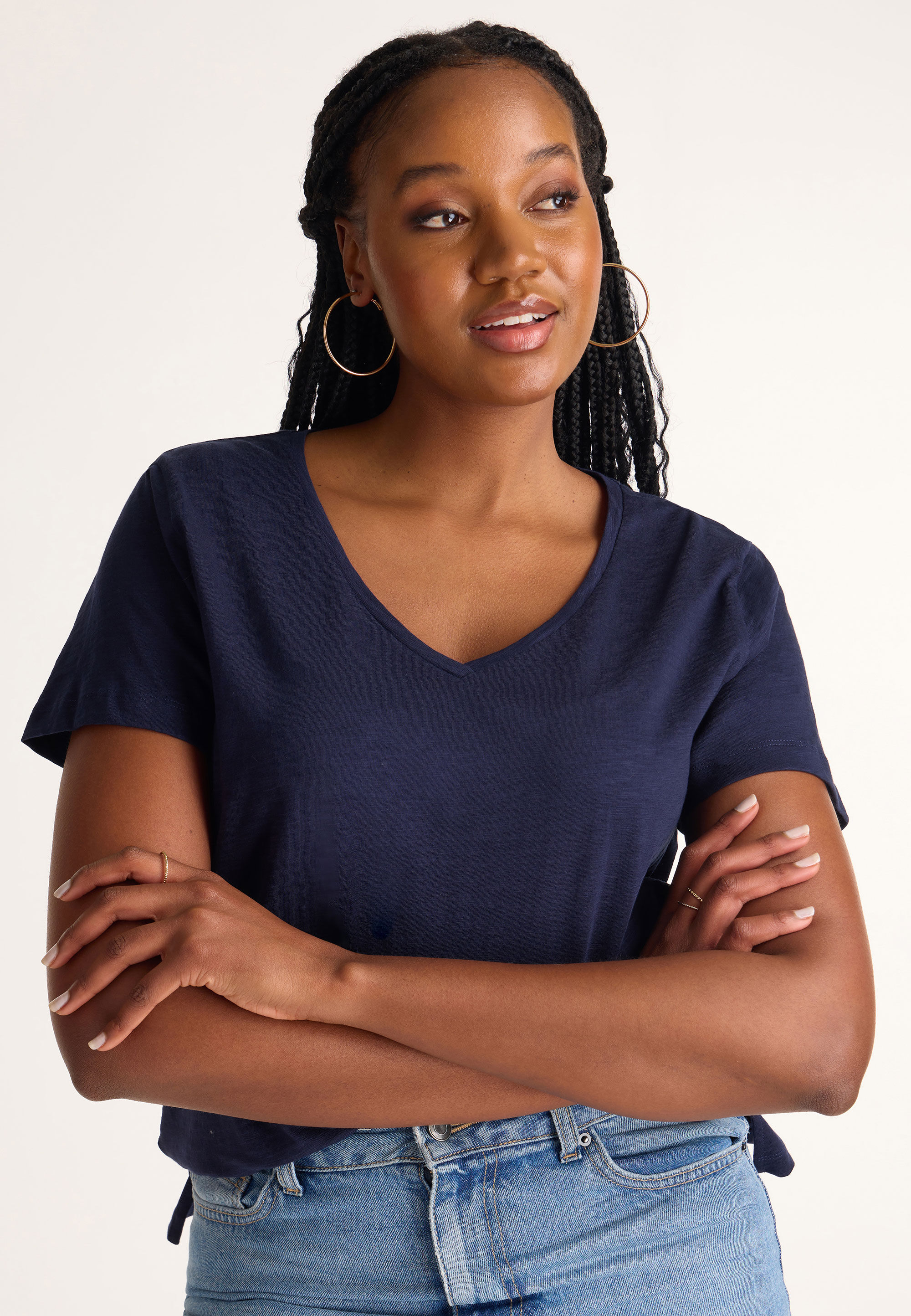 Womens Navy Loose Fit T-shirt
