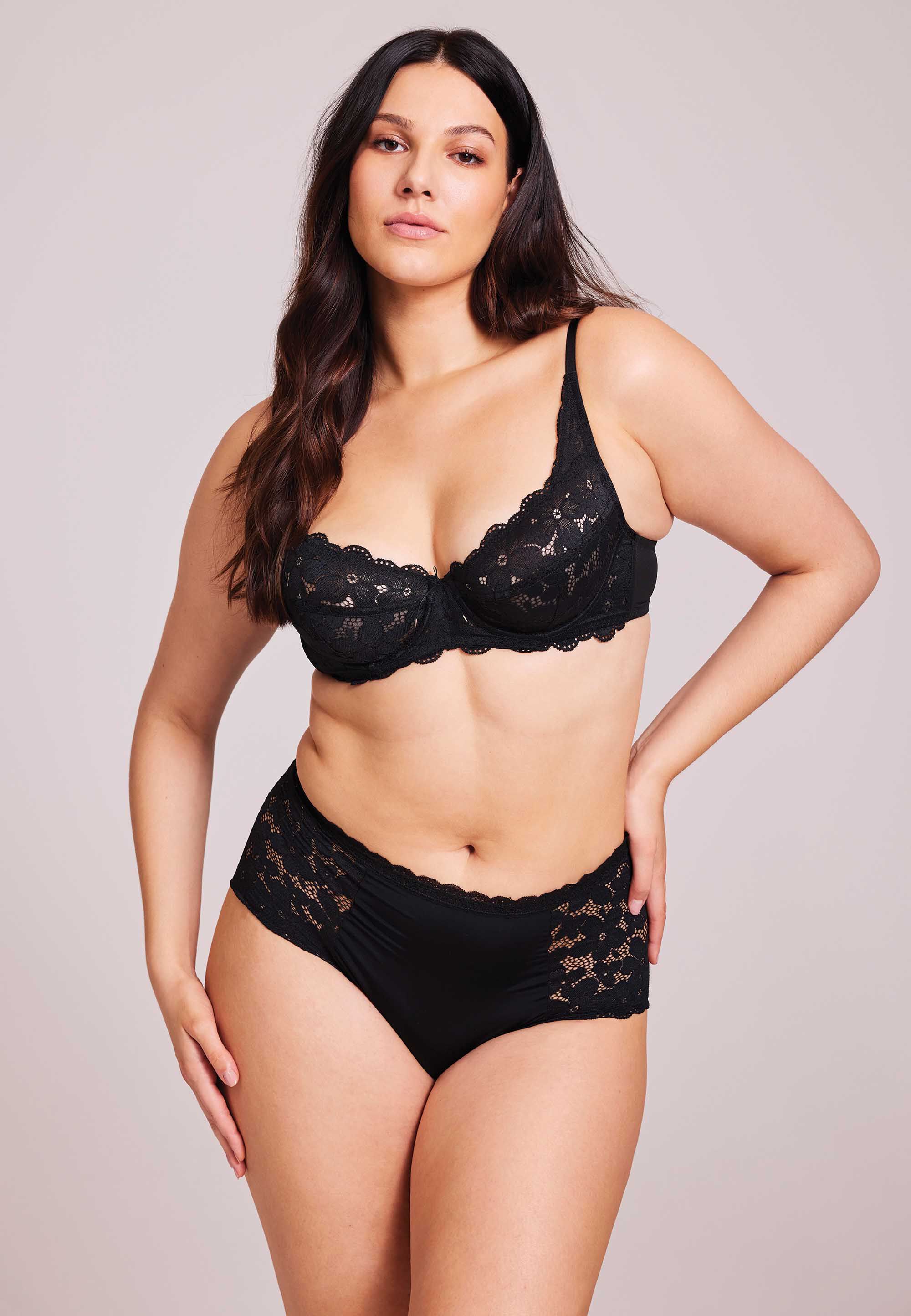 Womens Plain Black Non Padded Lace Bra