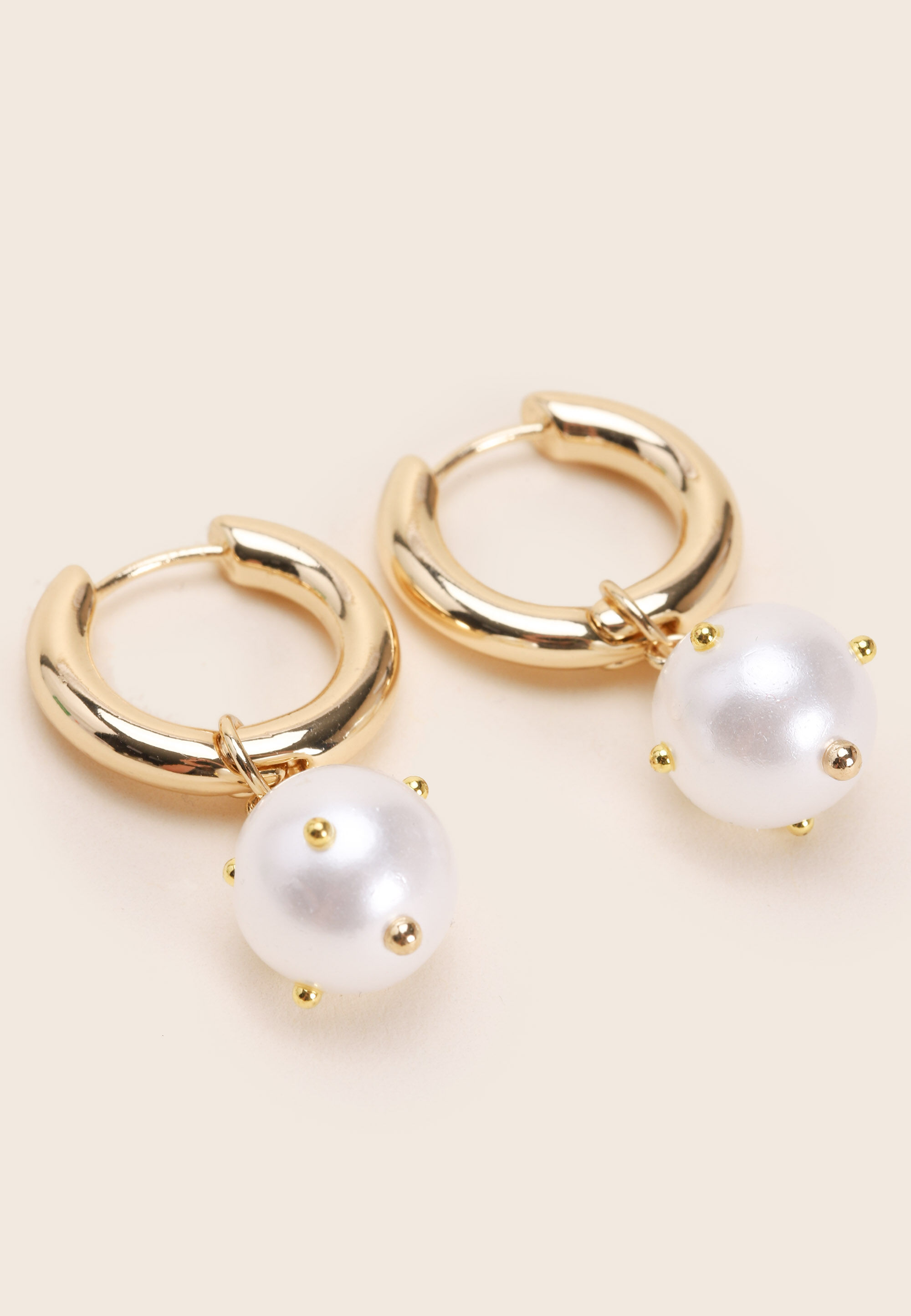 Womens Gold Orb Drop Hoop Earrings