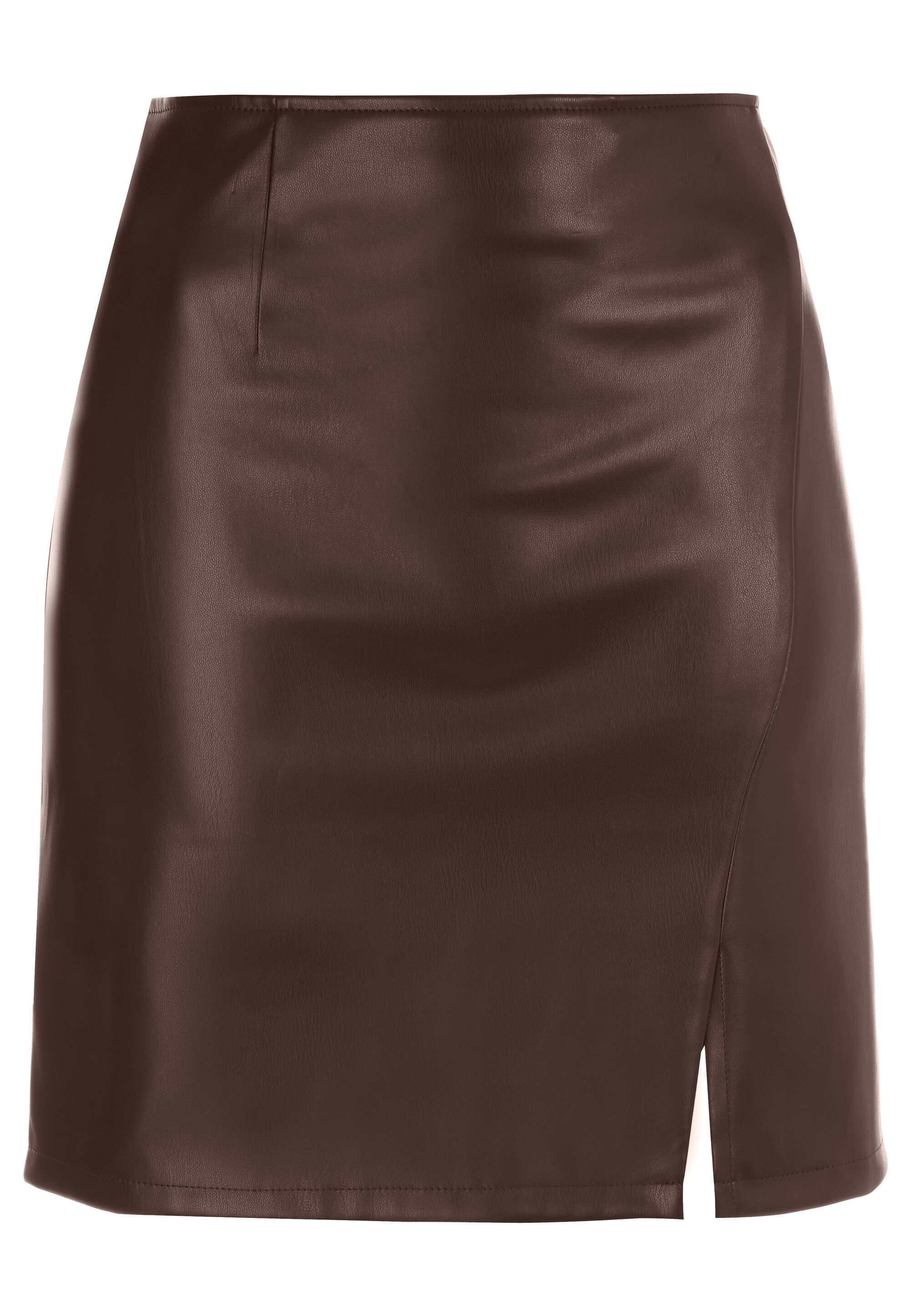 Womens Oxblood Plain PU Mini Skirt
