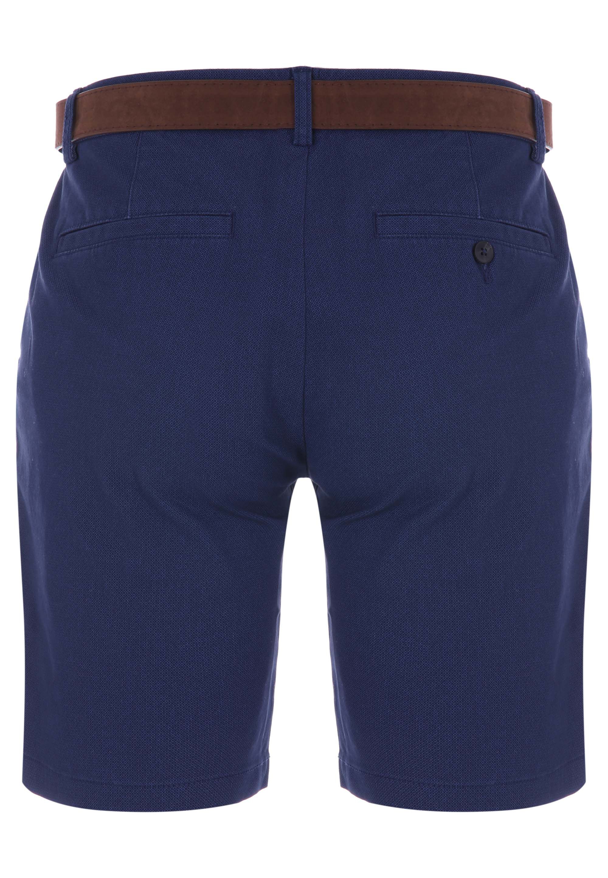 Mens Navy Belted Oxford Shorts