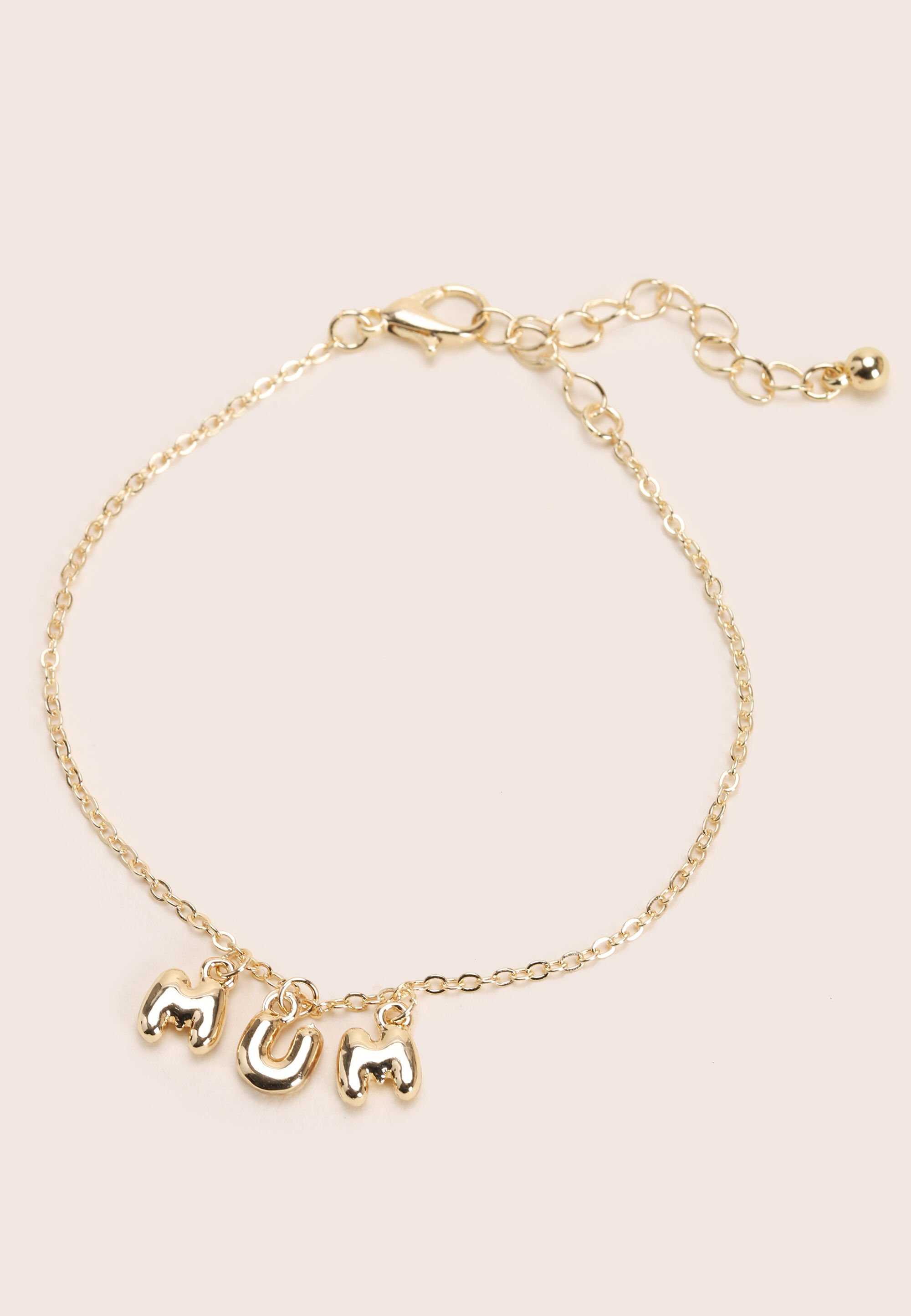 Womens Gold Mum Letter Pendant Bracelet