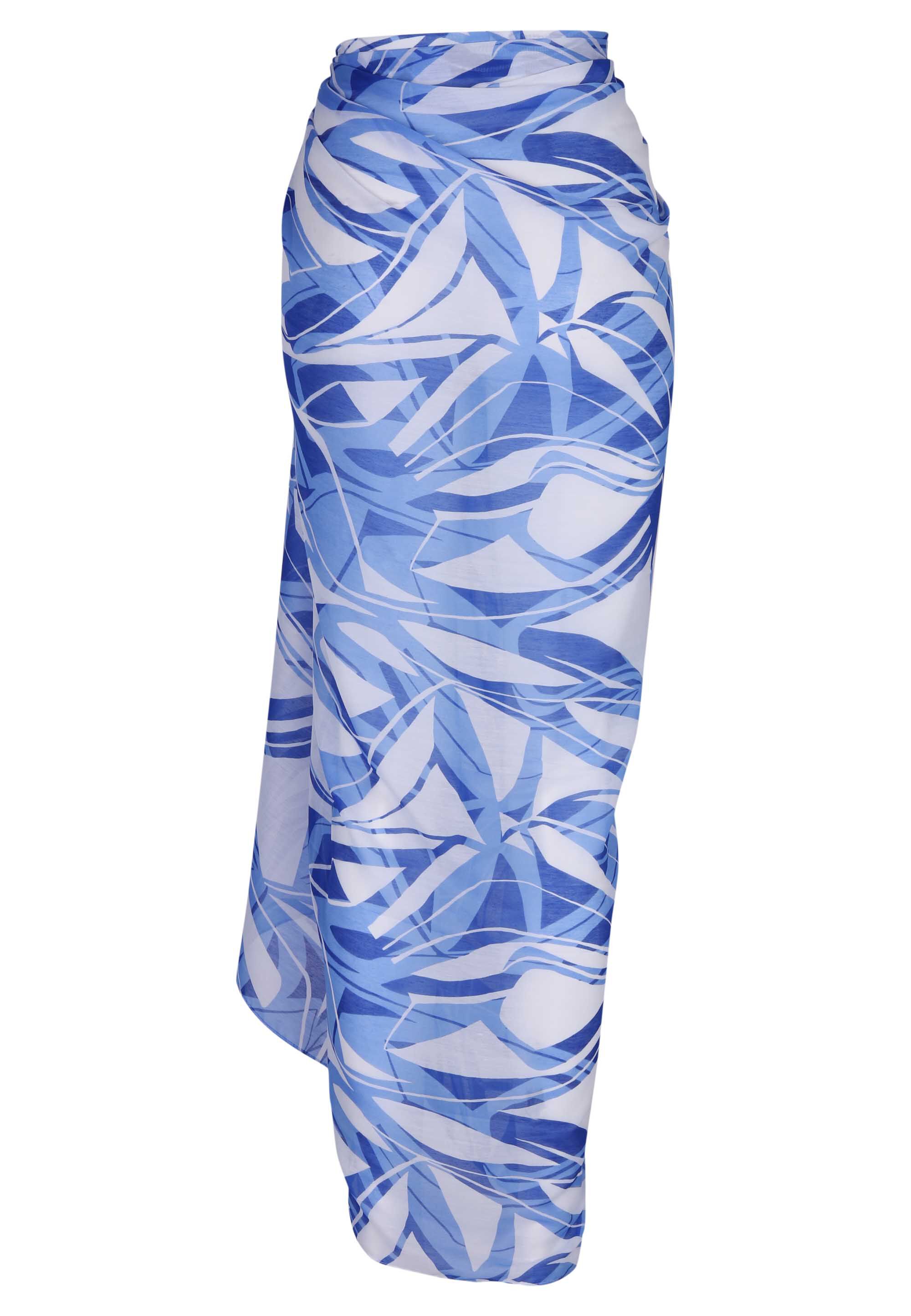 Womens Blue & White Abstract Sarong
