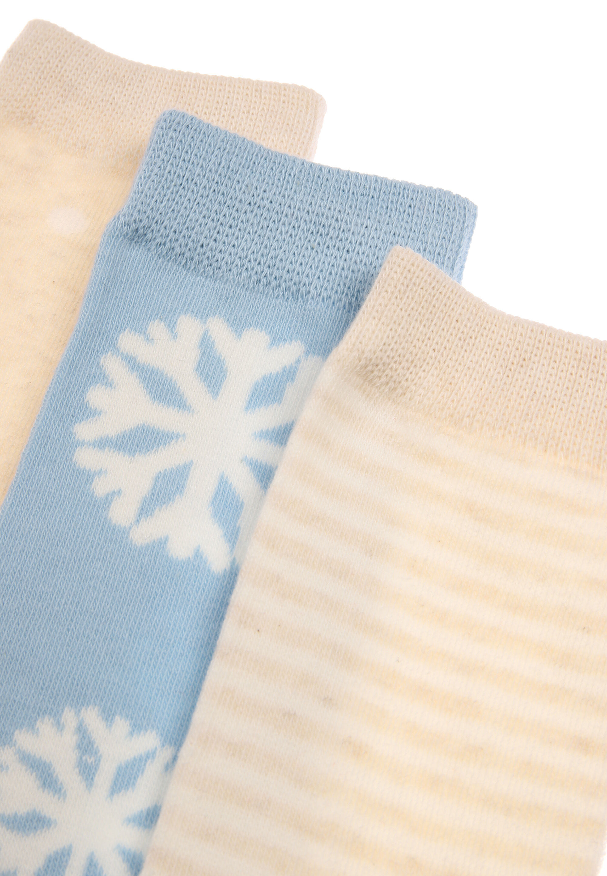 Womens 3pk Blue & Cream Polarbear Ankle Socks